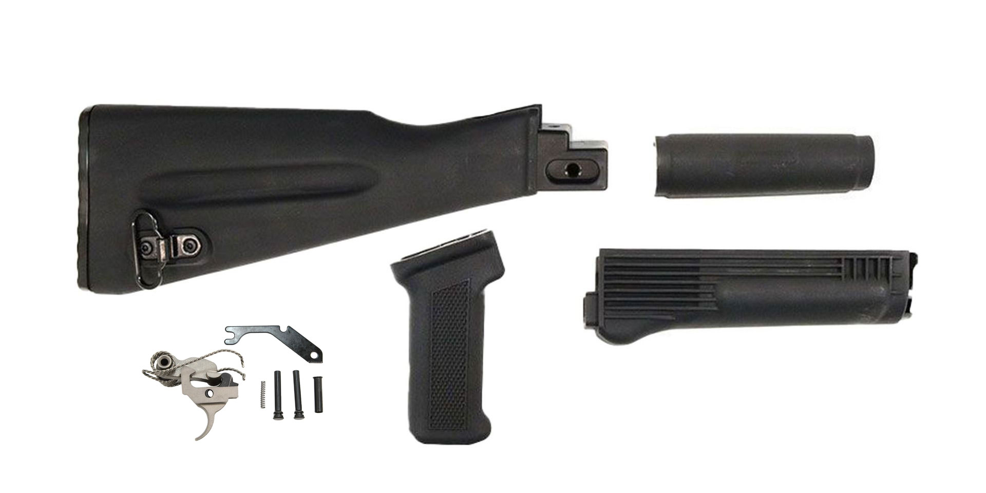 PSAK-47 Classic Black Furniture Set w/ PSA Custom AK-47 Enhanced Polished Nickel Boron Fire Control Group