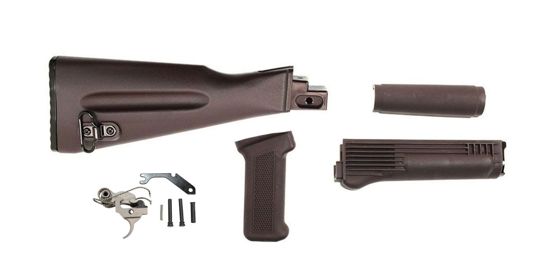 PSAK-47 Classic Plum Furniture Set w/ PSA Custom AK-47 Enhanced Polished Nickel Boron Fire Control Group