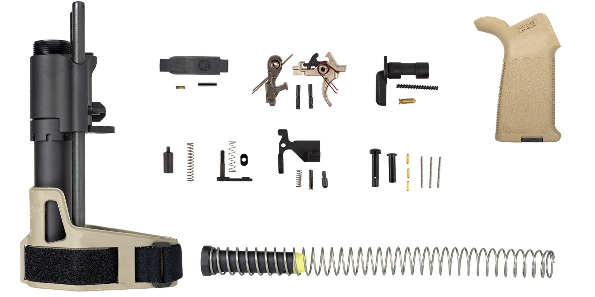 PSA MOE EPT Pistol Lower Build Kit With SB Tactical PDW Brace, FDE - Palmetto State Armory