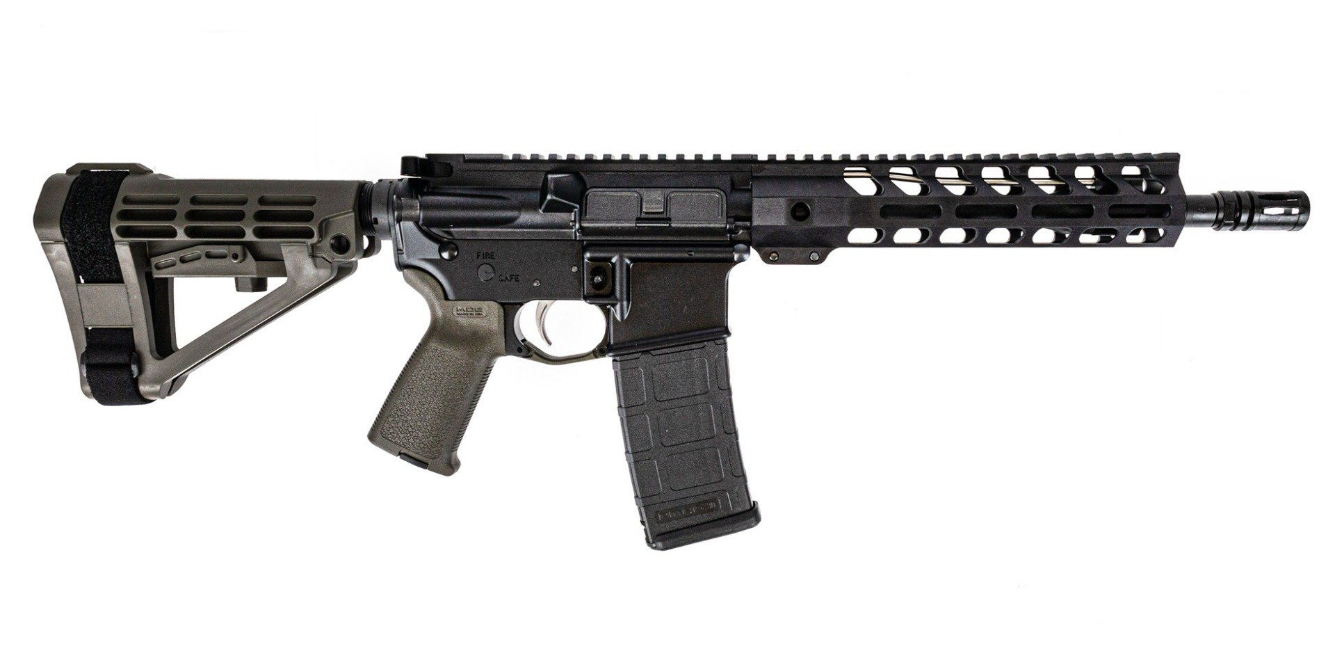 PSA AR-15 Pistol 10.5" Carbine 1/7 Phos. 9" LTWT M-Lok MOE EPT SBA4, ODG