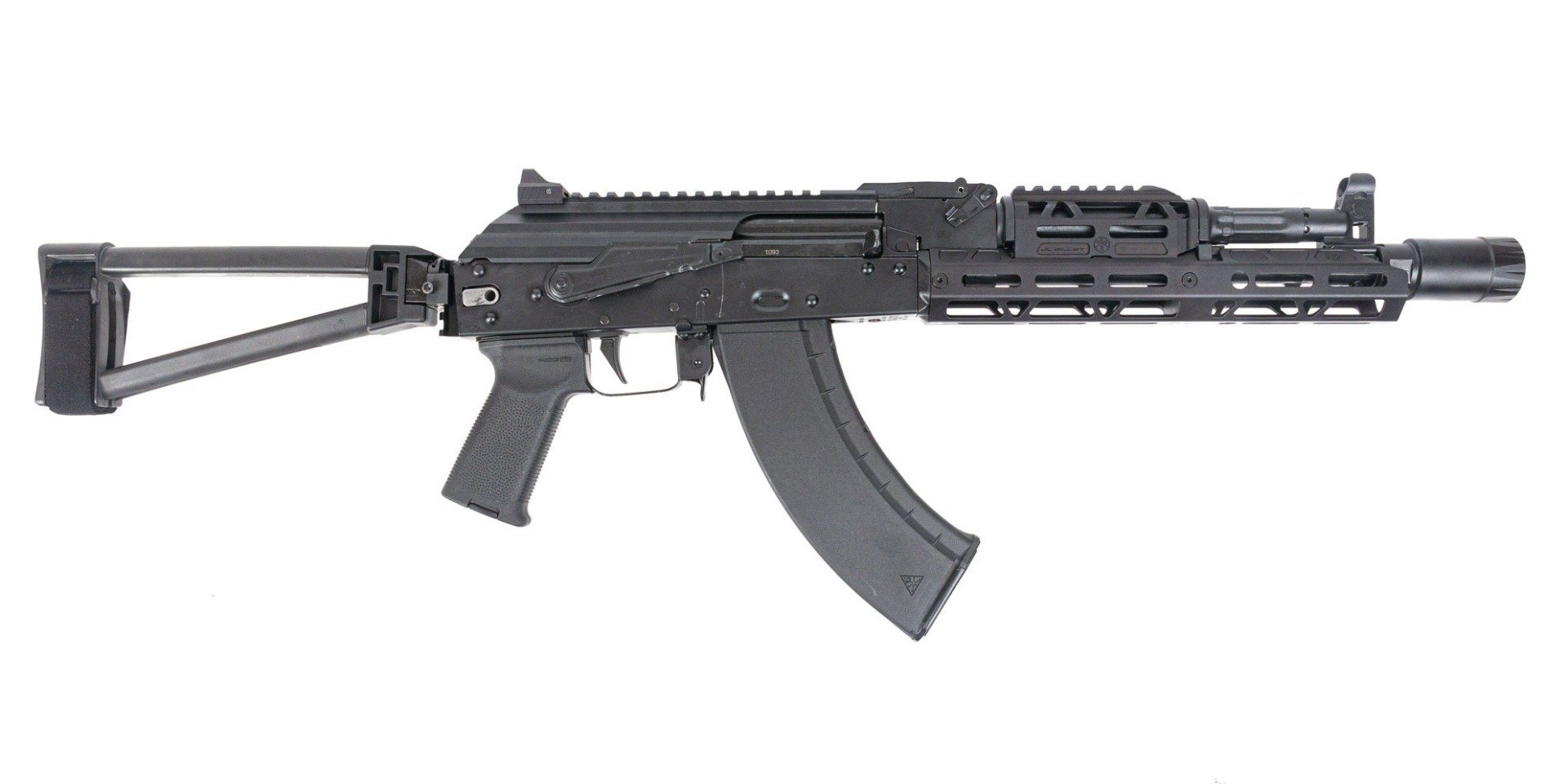 PSA AK-104 Triangle Side Folding Pistol with JL Billet Rail and Picatinny Railed Dust Cover - Palmetto State Armory