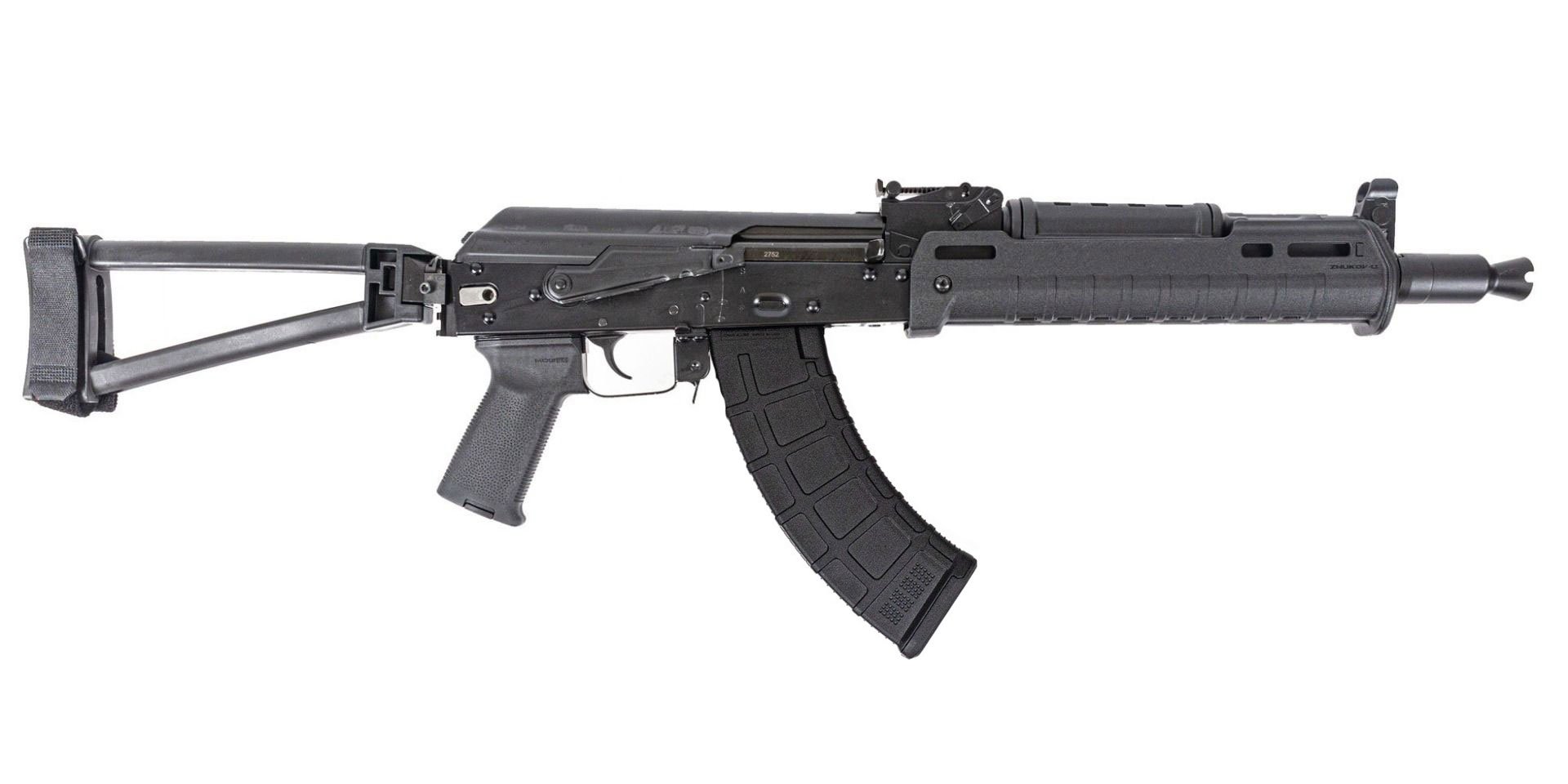 PSA AK-104 Zhukov-U Folding Pistol with Triangle Brace, Black - Palmetto State Armory