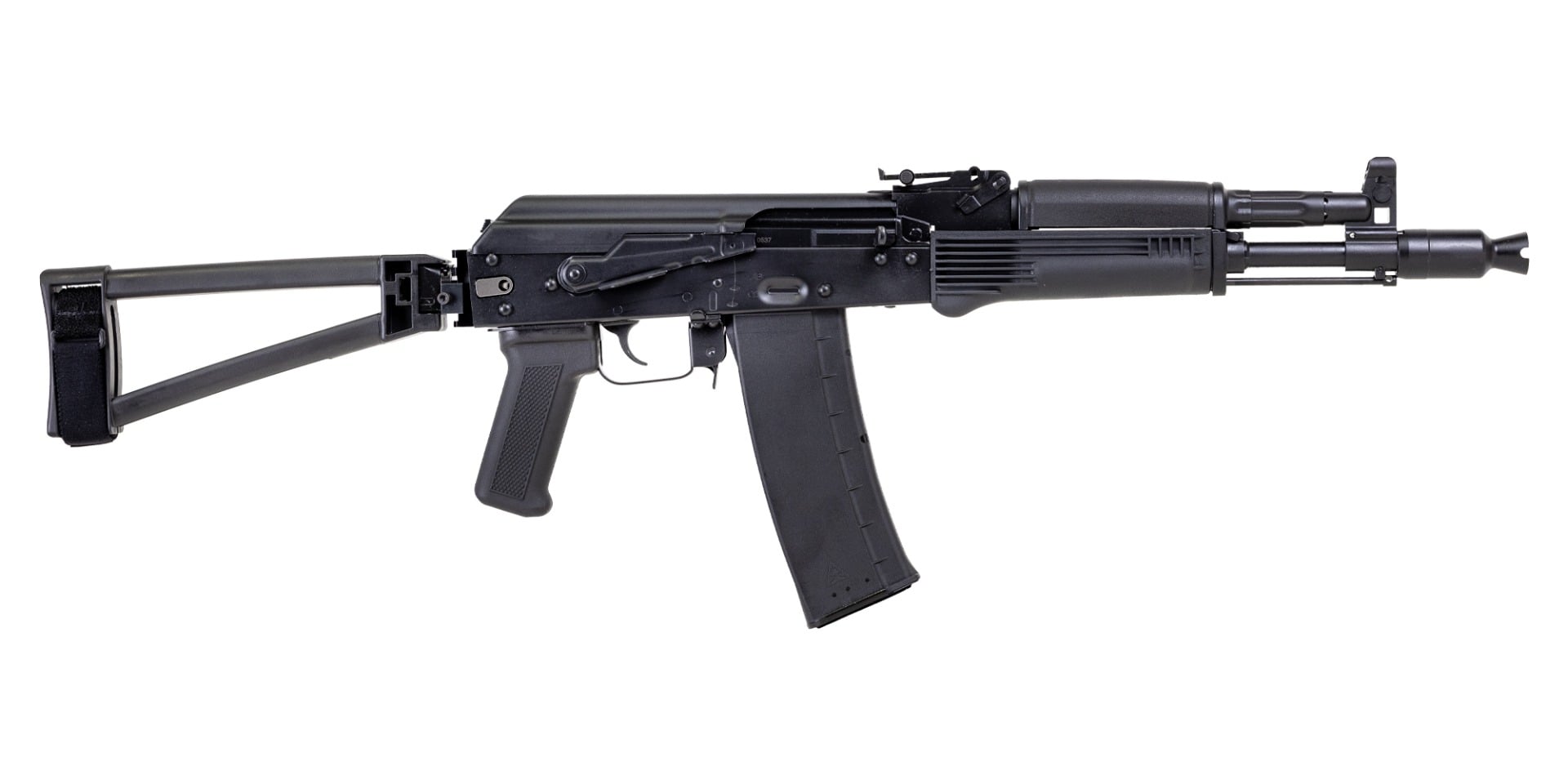 PSA AK-102 Forged Classic Triangle Side Folding Pistol with Toolcraft Trunnion, Bolt, and Carrier, Black - Palmetto State Armory