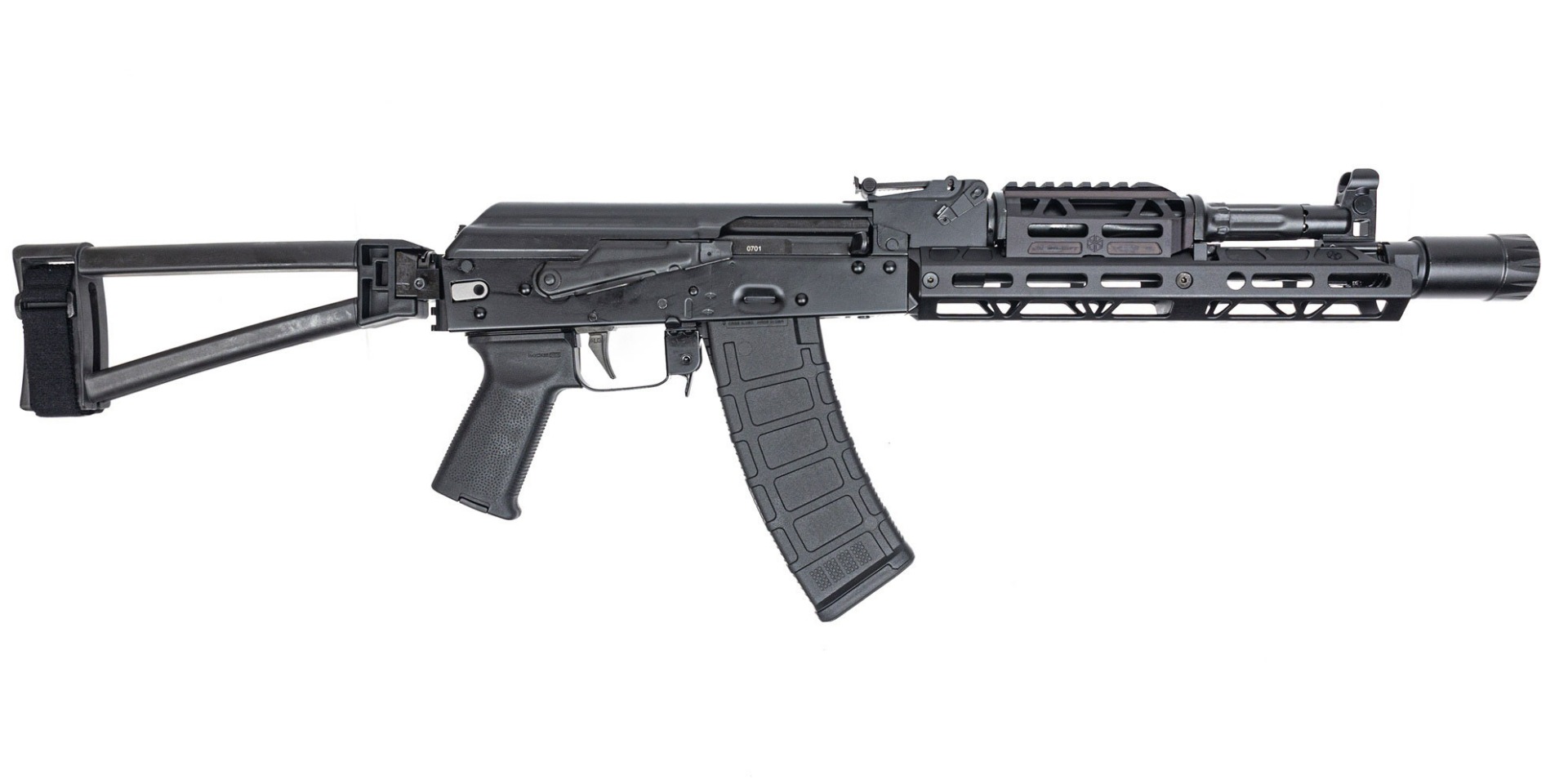 PSA AK-105 Triangle Side Folding Pistol with JL Billet Rail, Toolcraft Bolt, Trunnion, and Carrier - Palmetto State Armory