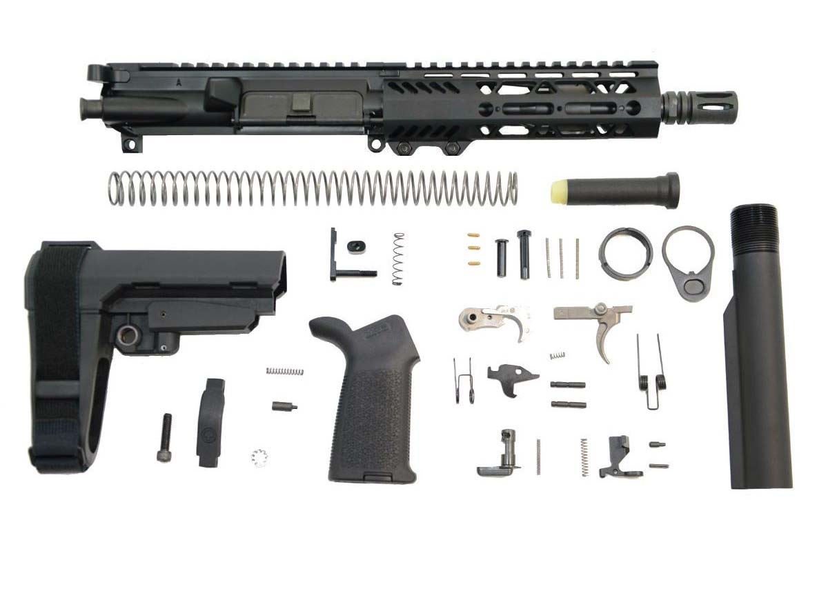 PSA 7.5" 5.56 NATO 1/7 Phosphate 7" Lightweight M-Lok MOE EPT SBA3 Pistol Kit - Palmetto State Armory