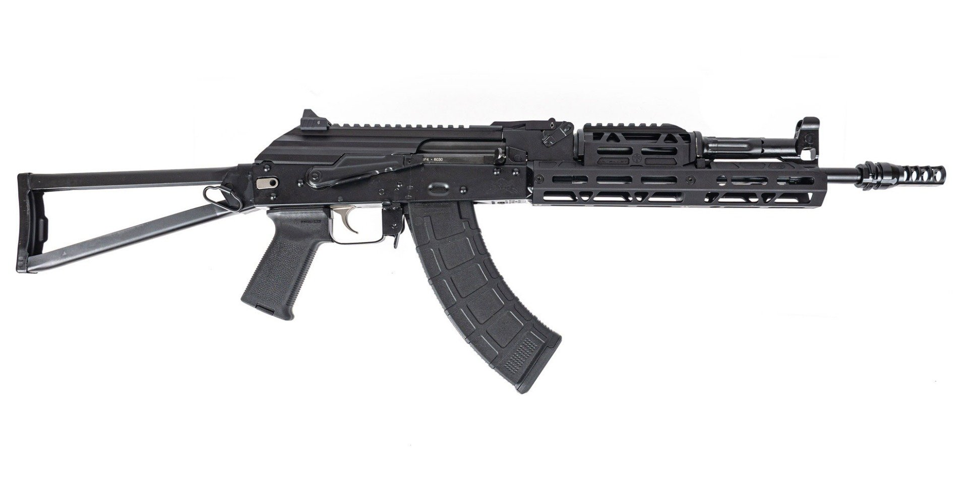 PSAK-47 GF4 with 14.7" Barrel Pin and Weld Triangle Folding Rifle with JMAC Keymount Brake and Hinged Picatinny Dust Cover