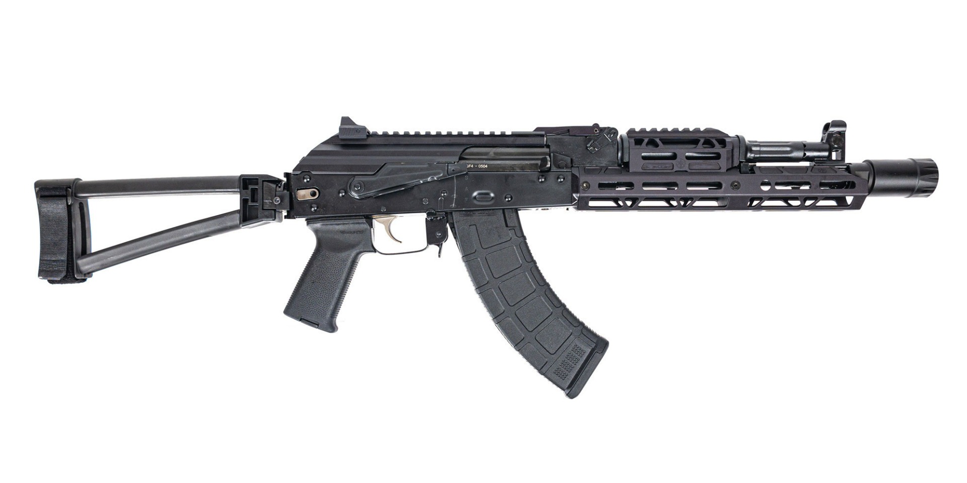 PSA GF4 AK-104 Side Folding Pistol w/ Triangle Brace, Hinged Dust Cover, and CHF CL Barrel, Black - Palmetto State Armory