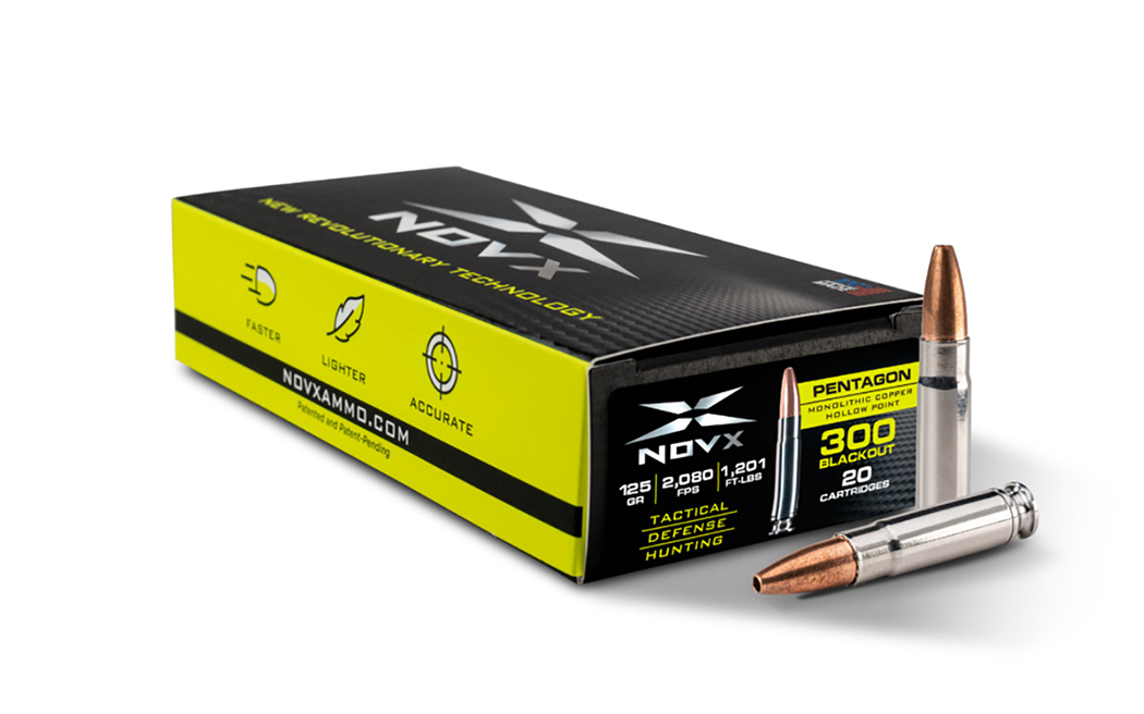 NOVX Copper Pentagon 125gr .300 BLK Ammo, 20rds - 300BLK125CP-20