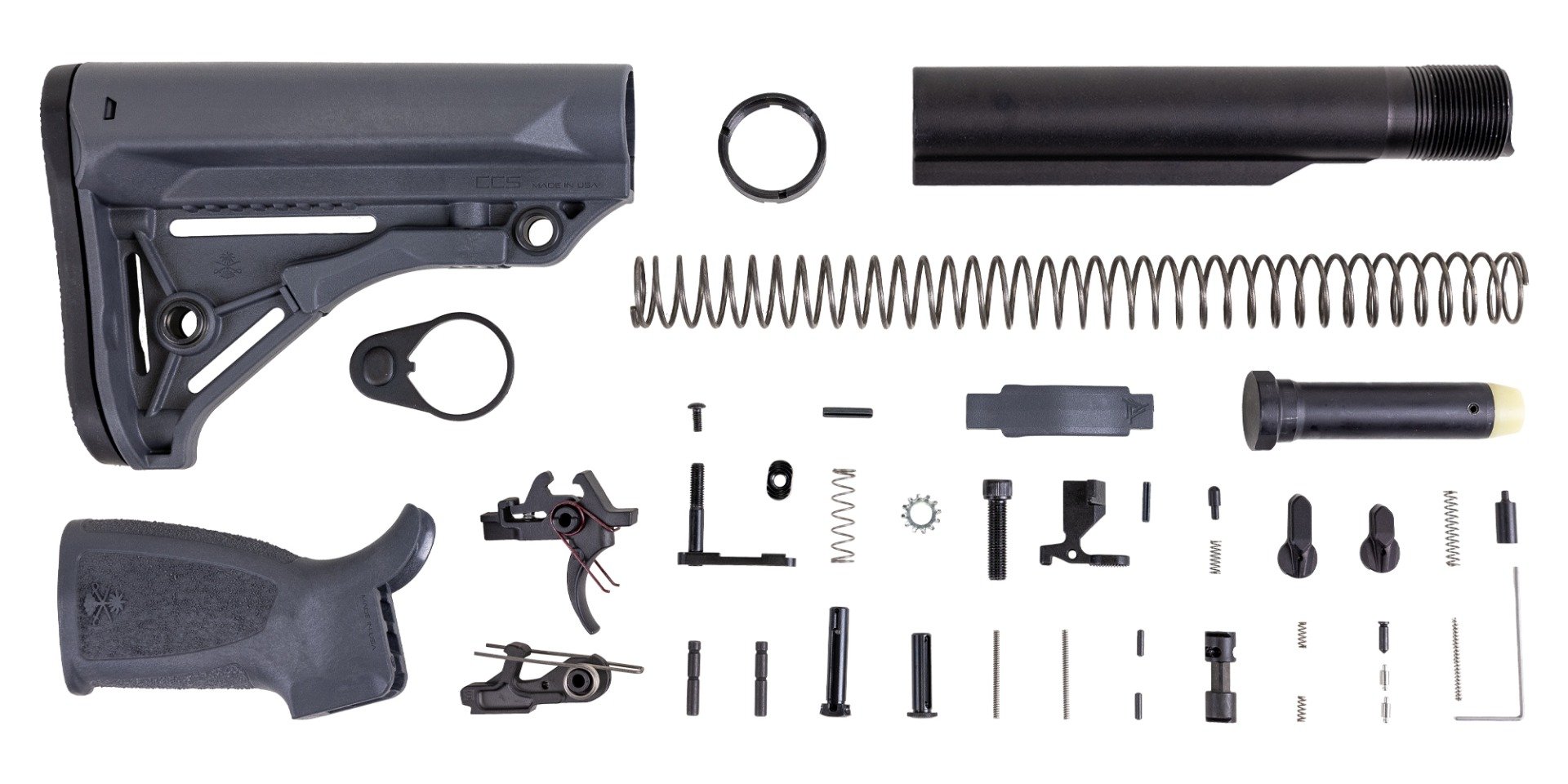 PSA Sabre-15 Lower Build Kit with Sabre Stock and Grip, Gray - Palmetto State Armory