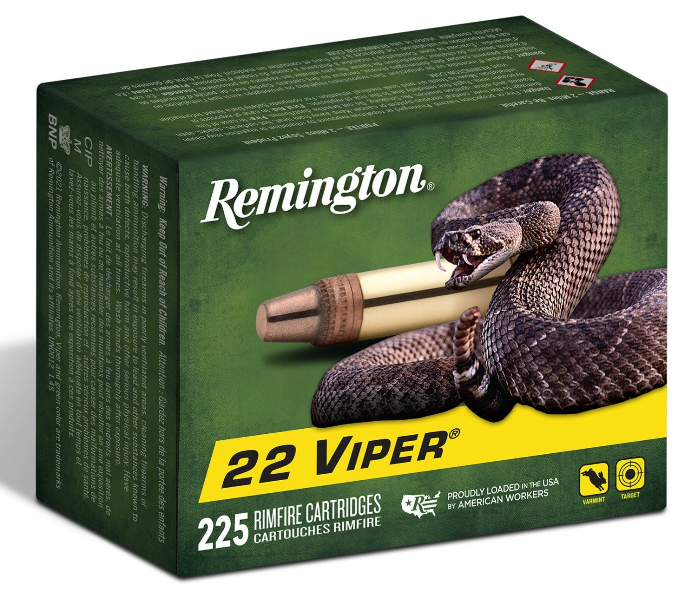 Remington Viper 22lr Ammo 36gr Plated Truncated Cone Solid 225rds - VP225 - Remington