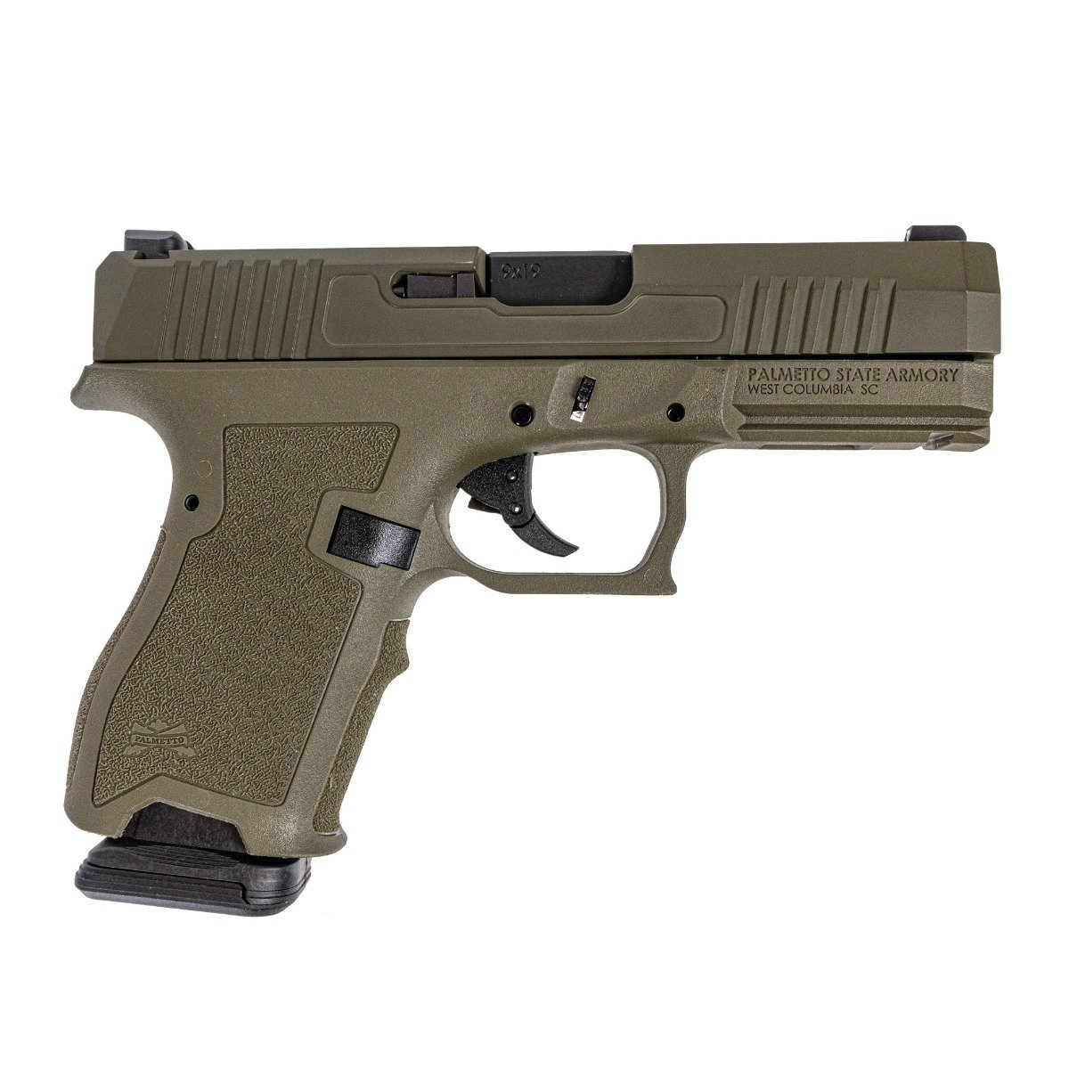 PSA Dagger Compact 9mm Pistol Extreme Carry Cut Slide with Night Sights & Non-Threaded Barrel, Sniper Green - Palmetto State Armory
