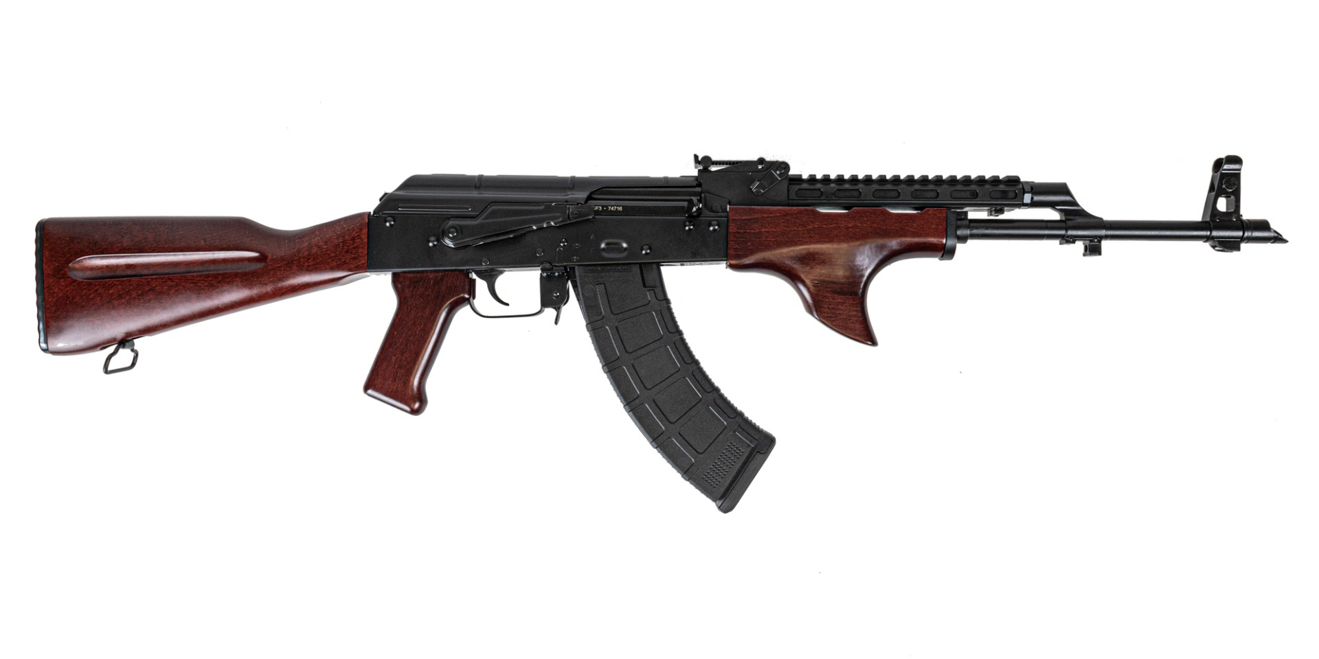 PSA AK-47 Gf3 Classic Forged Rifle With Shark Fin And Soviet ARms Railed Gas Tube, Redwood