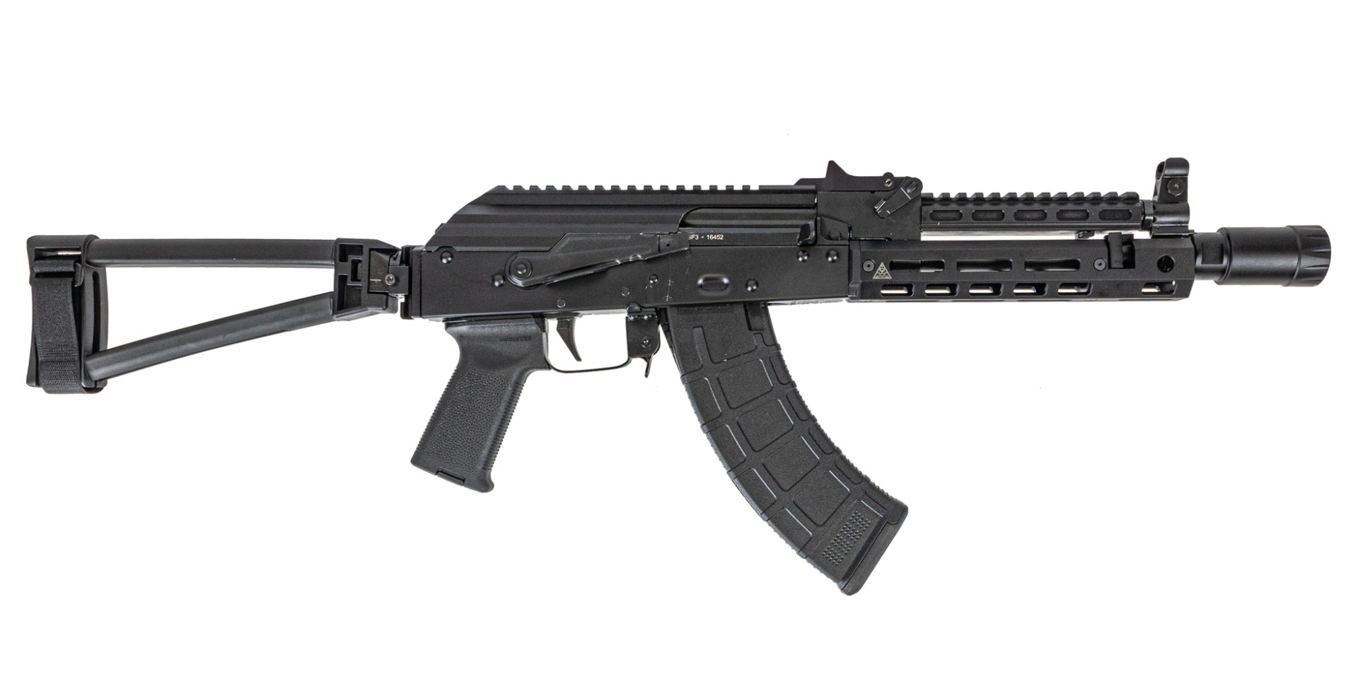 PSA AK-P GF3 Triangle Side Folding Pistol with ALG Trigger, Linear Compensator, Soviet Arms 8" Rail & Soviet Arms Railed Gas Tube - Palmetto State Armory