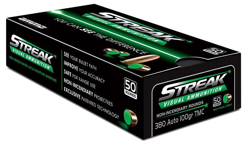 Ammo Inc Streak .380 ACP 100gr. TMC Green Ammo, 50rds - 380100TMC-STRK-GRN-50 - Ammo Inc