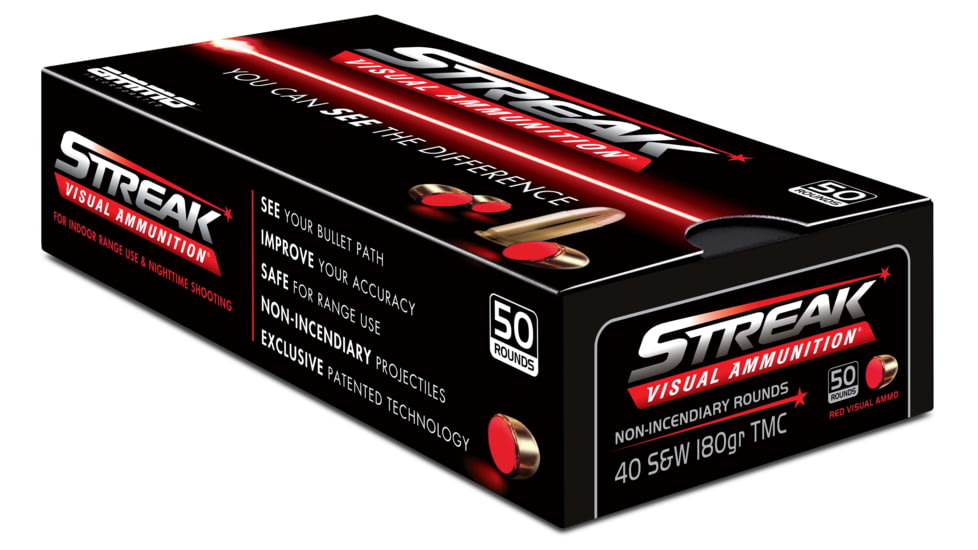 Ammo Inc STREAK 40 S&W Ammo 180 Grain TMC, 50rds - Ammo Inc