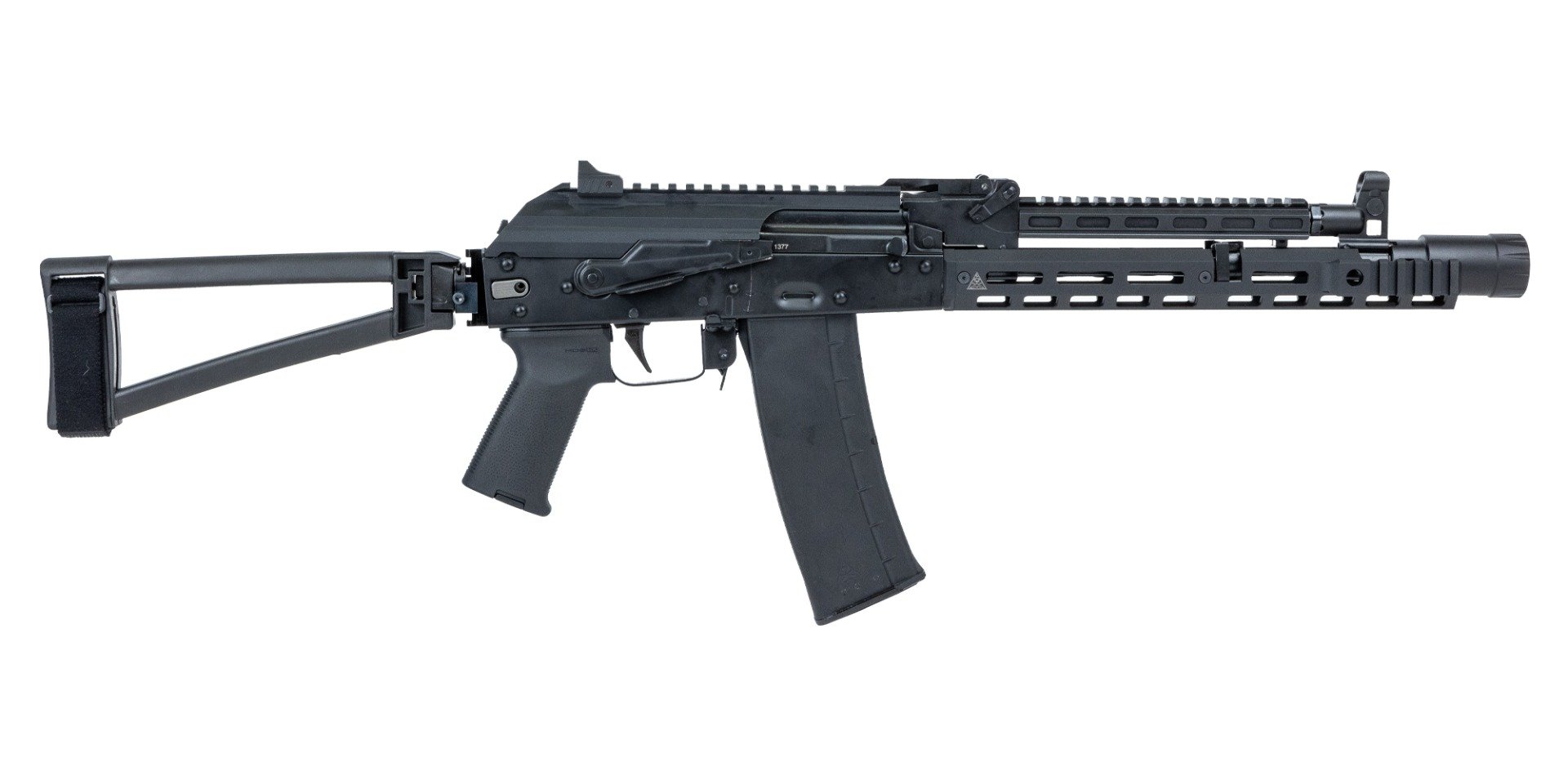 PSA AK-102 Triangle  Side Folding  Pistol With Hinged Dustcover, SA Railed Gas Tube, SA Lower Rail  Toolcraft Trunnion, Bolt, And  Carrier - Palmetto State Armory