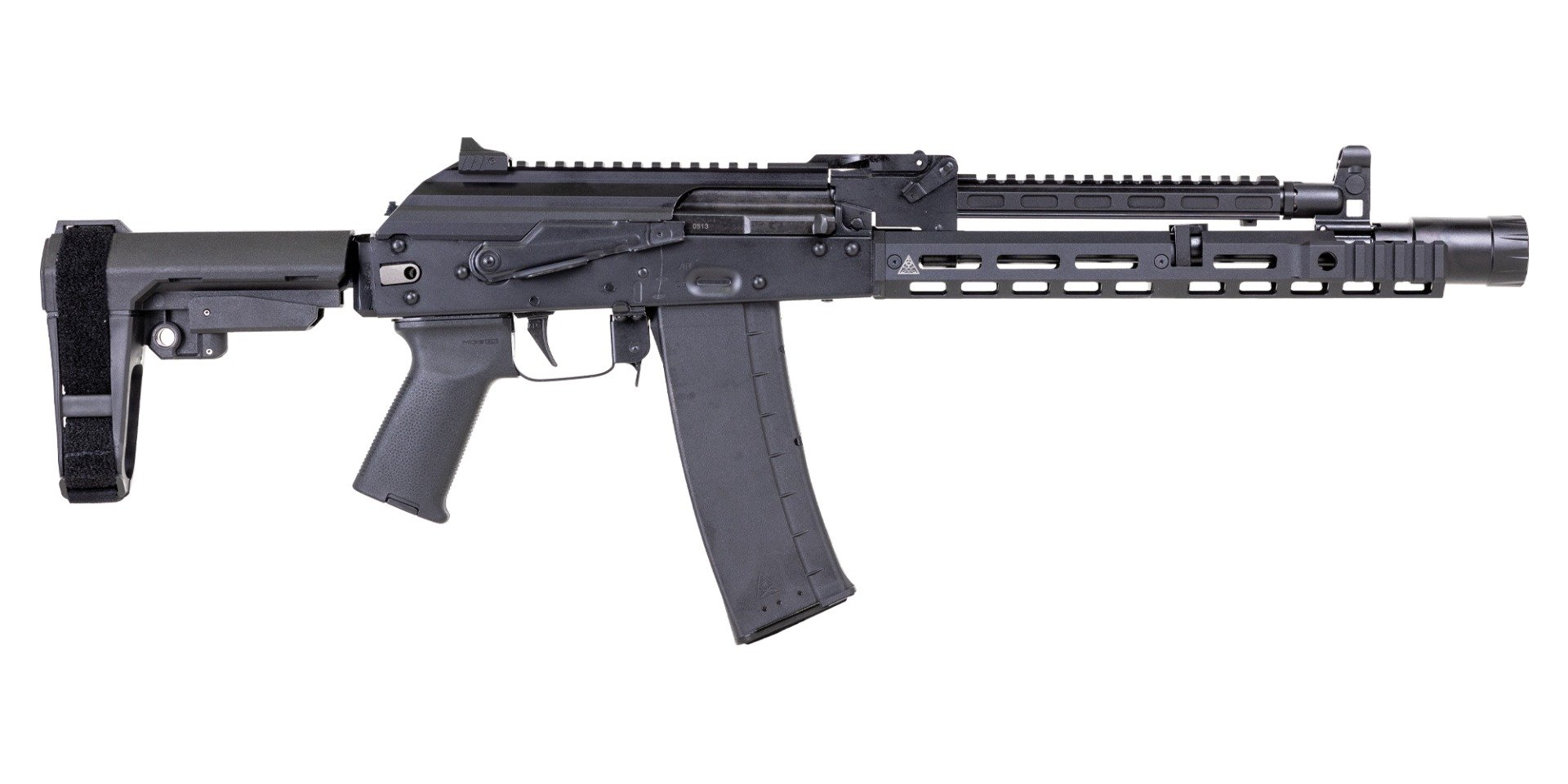 PSA AK-102 SBA3 Pistol With Hinged Dustcover, SA Railed Gas Tube, SA Railed Handguard,  Toolcraft Trunnion, Bolt, And Carrier - Palmetto State Armory