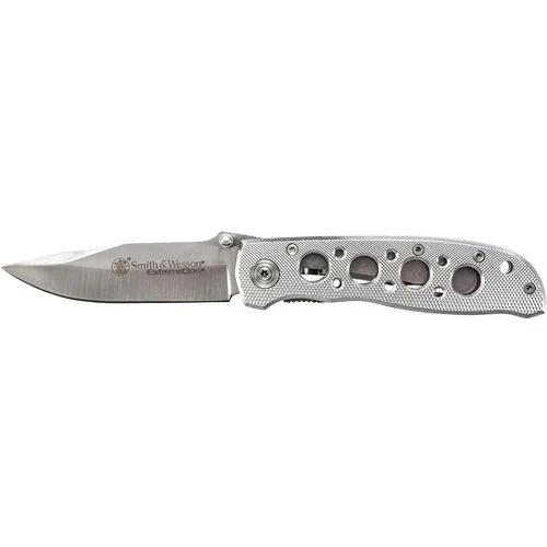 Smith & Wesson Extreme Ops Folding Drop Point Knife, Silver - CK105H - Bti Tools