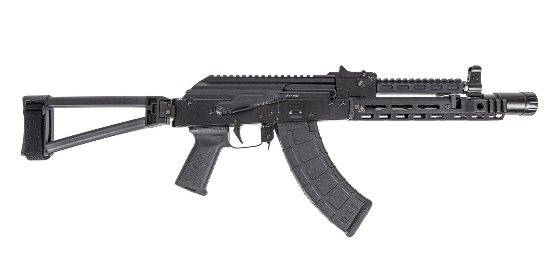 PSA AK-P GF3 Triangle Side Folding Pistol with ALG Trigger, Linear Compensator, Soviet Arms 9.25" Booster Cut Rail & Soviet Arms Railed Gas Tube - Palmetto State Armory