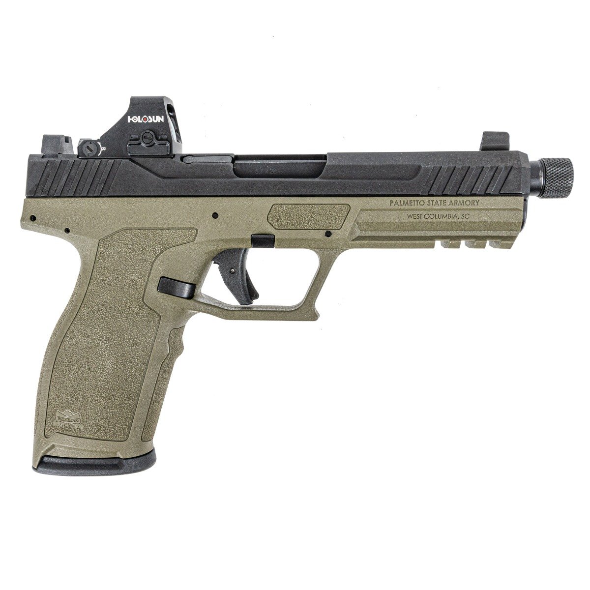 PSA 5.7 Rock Optics Ready Pistol With Threaded Barrel & Holosun 407k Reflex Sight, Two-Tone Sniper Green - Palmetto State Armory