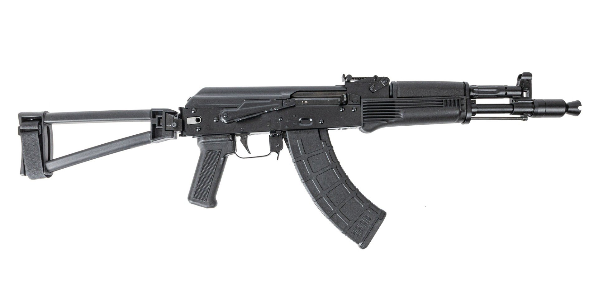 PSA AK-104 Gf5 Classic Side Folding Pistol W/ Triangle Brace, Black - Palmetto State Armory