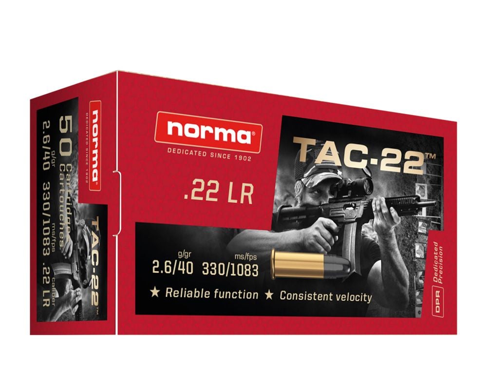 Norma 22LR TAC-22 40gr LRN 50rd Box Ammo - 2318716 - Norma