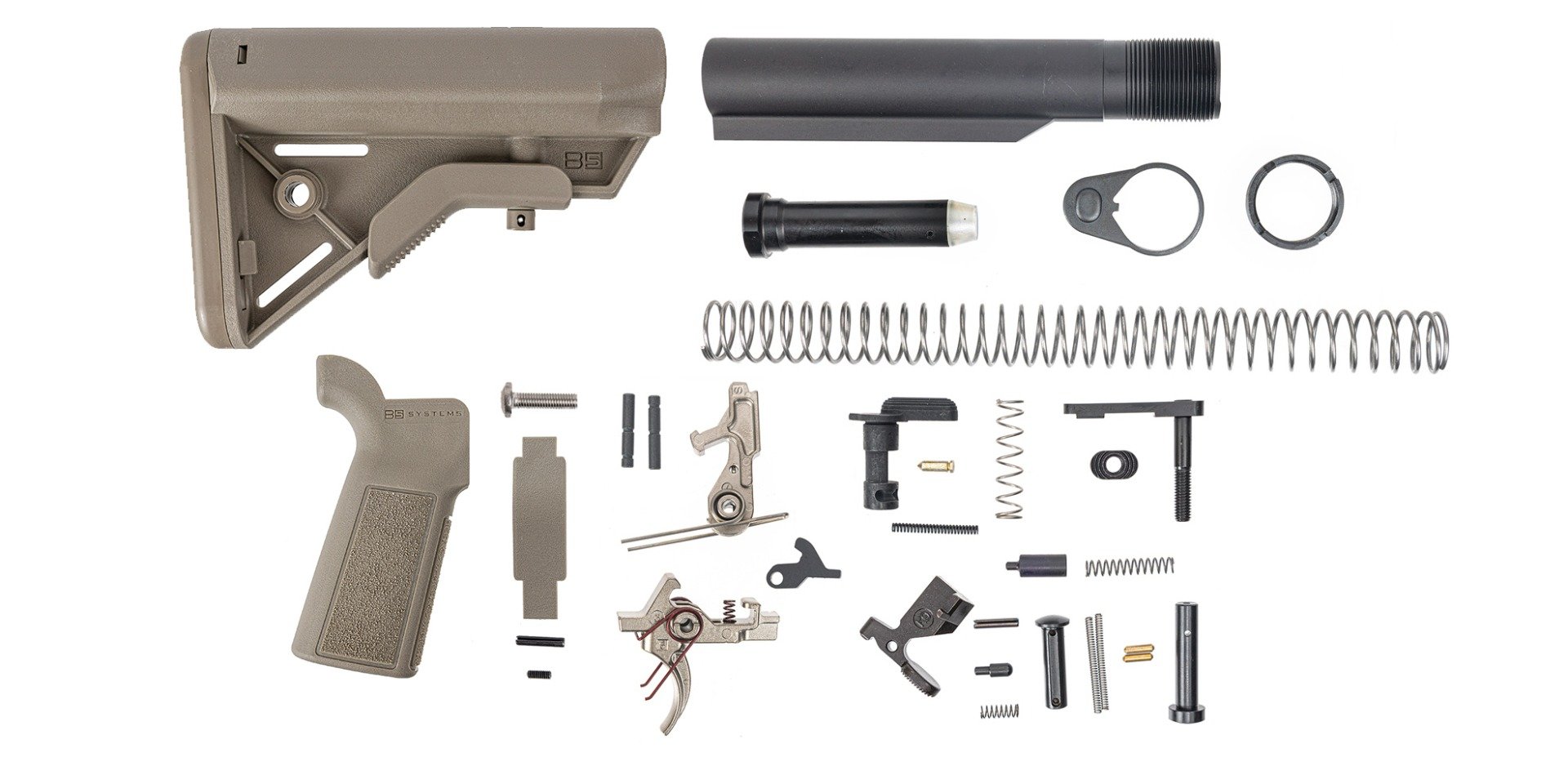 PSA B5 2 Stage Nickel Boron Trigger Lower Build Kit with Bravo Stock, FDE - Palmetto State Armory