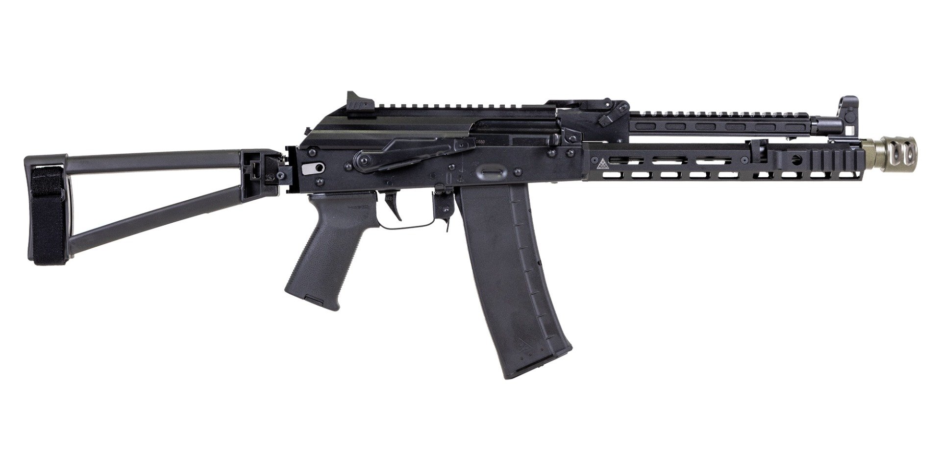 PSA AK-102 Triangle Side Folding Pistol With Hinged Dustcover, SA Railed Gas Tube, Sa 10"Lower Rail, Sa-2 Brake, Toolcraft Trunnion, Bolt, And Carrier - Palmetto State Armory