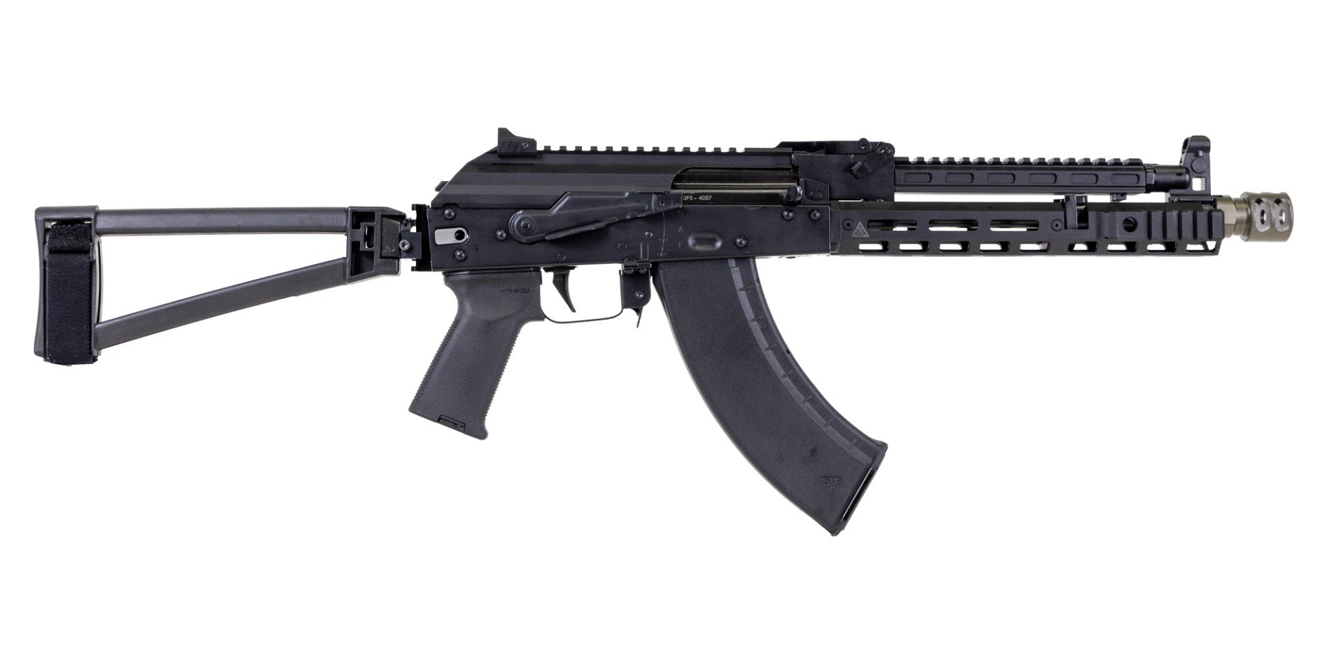 PSA AK-104 GF5 Triangle  Side Folding Pistol With Triangle Brace, Soviet Arms 10" Rail & Gas Tube, Alg Trigger, Hinged Dust  Cover, And Sa-2 Brake - Palmetto State Armory