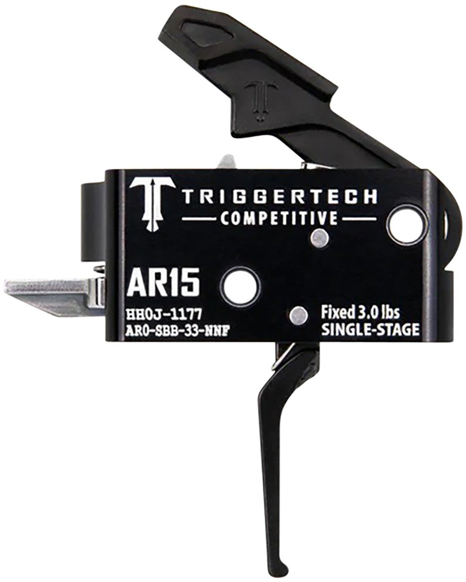 TriggerTech AR15 Single-Stage Competitive Flat Trigger, Black/Black - Trigger Tech