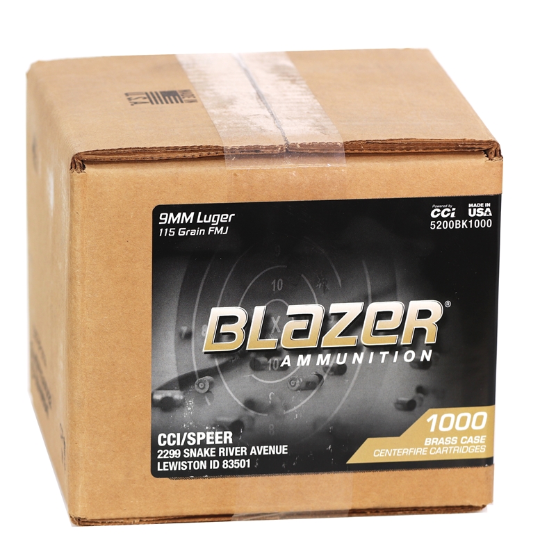 CCI Blazer 9mm Ammo 115 Grain FMJ 1000rd Case - 5200BK1000 - Cci