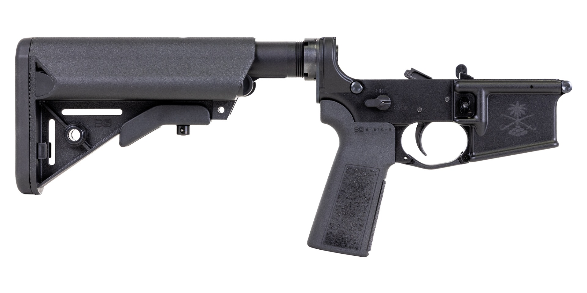 PSA Sabre-15 Forged Lower with B5 Sop-Mod Stock and B5 Grip, Black - Palmetto State Armory
