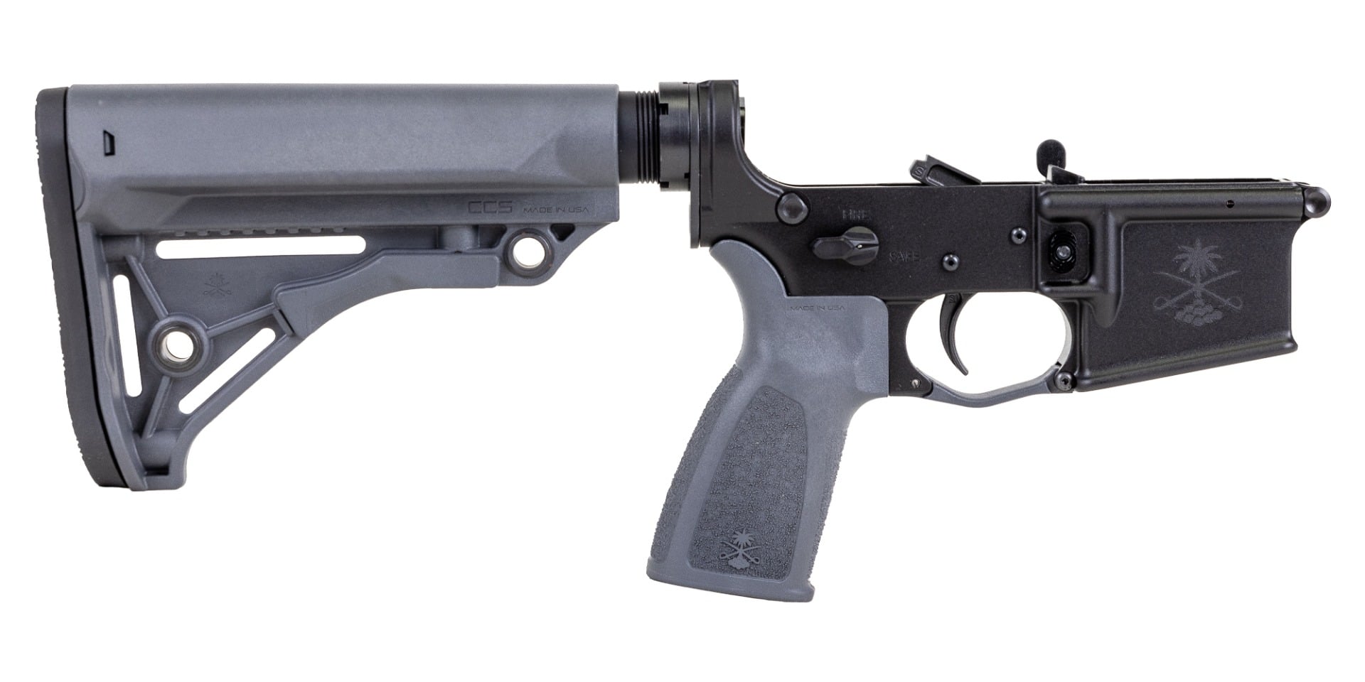 PSA Sabre-15 Forged Lower with Sabre Stock and Grip, Gray - Palmetto State Armory