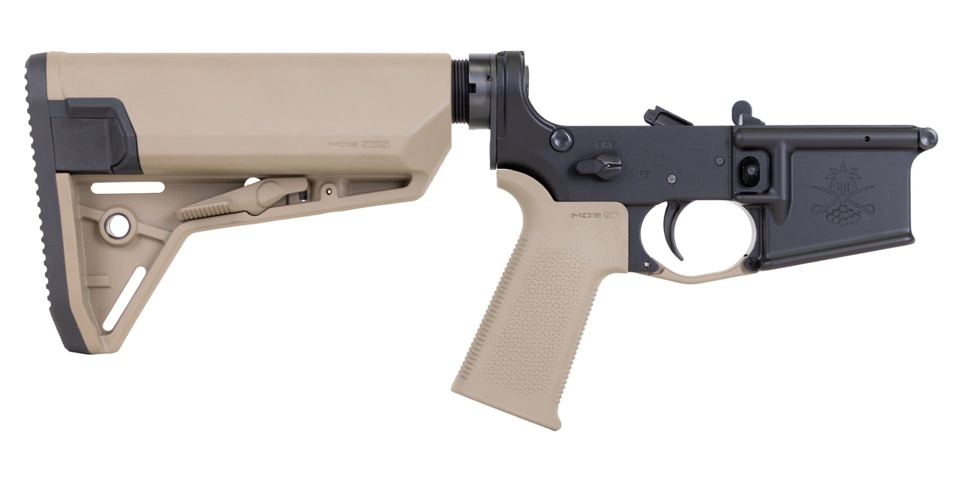 PSA Sabre-15 Forged Lower with MOE SL-S Stock and Grip, FDE - Palmetto State Armory