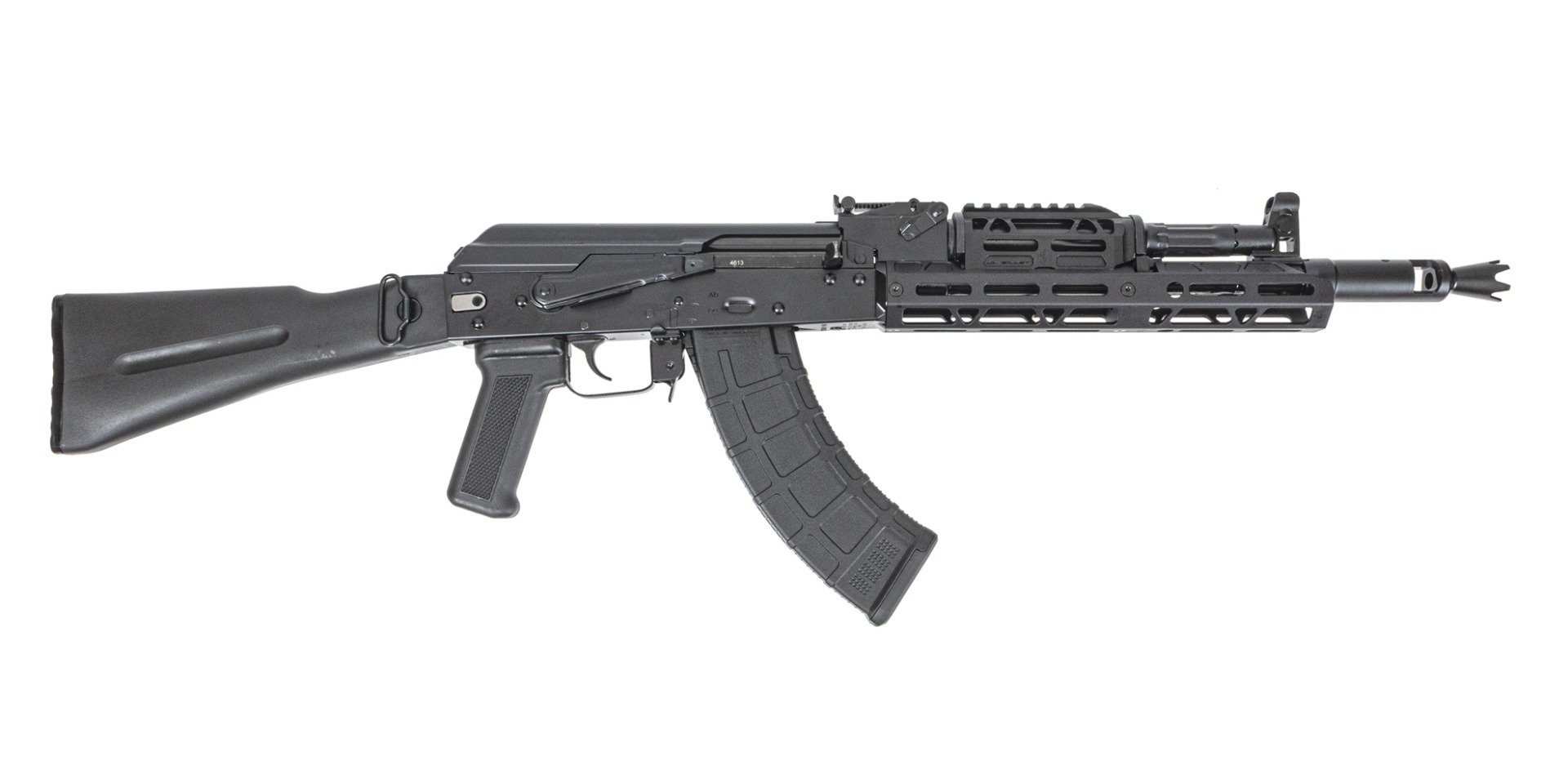 PSA AK-104 Side Folding Rifle w/Pinned and Welded Spiked Extended Booster and JL Billet Rail, Black