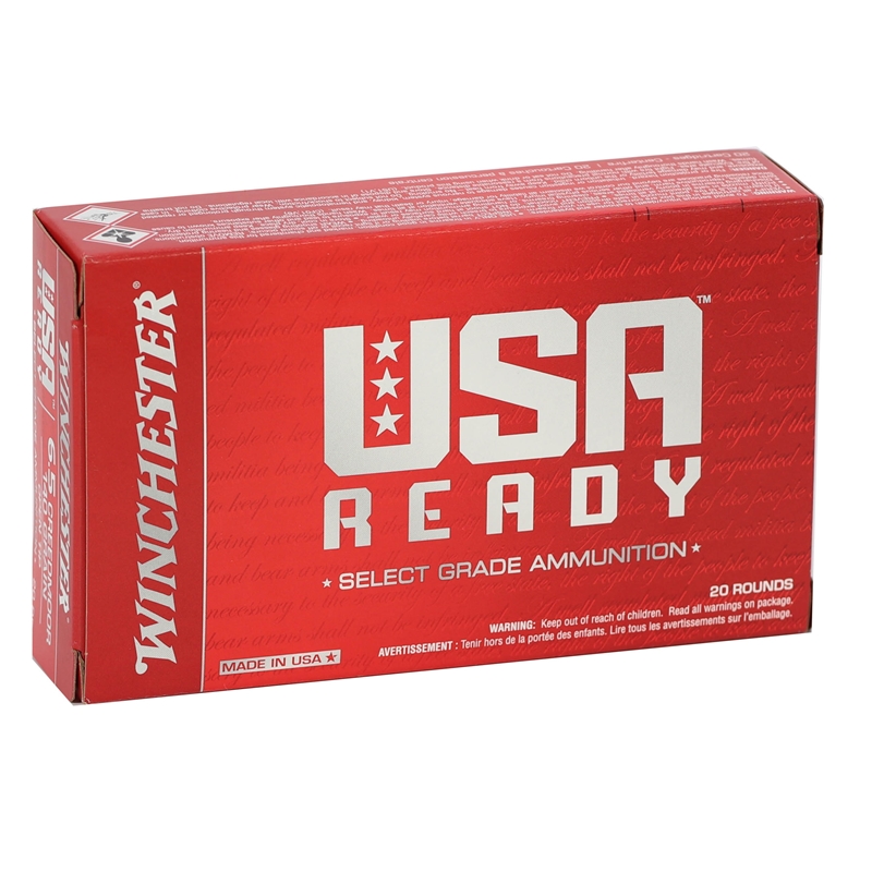 Winchester USA Ready 6.5 CRDMR 140gr FMJ-OT 20rds - RED65140 - Winchester