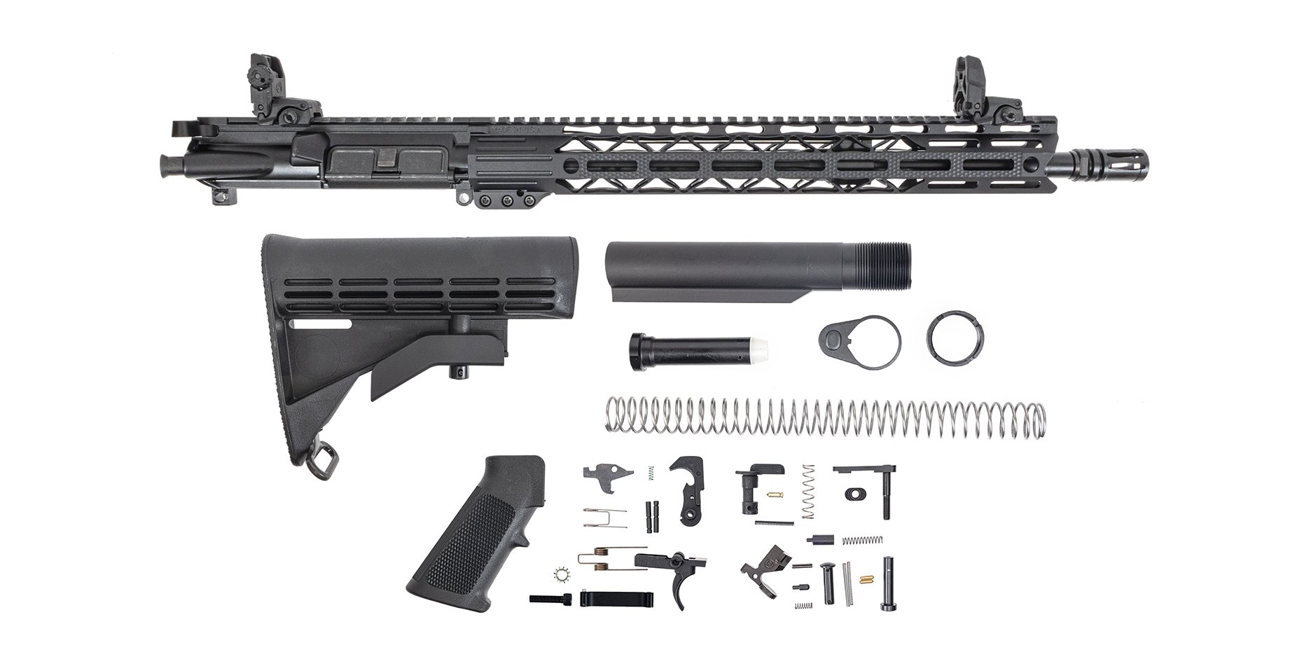 PSA 16" Mid-Length 5.56 NATO 1:7 Nitride 15" Lightweight M-Lok Classic Rifle Kit With MBUS Sight Set