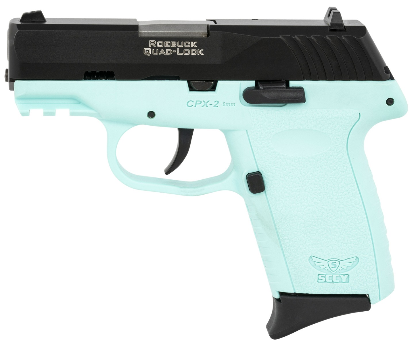 SCCY CPX-2 Gen 3 9mm 3.1" 10rd Pistol, Black/Aqua - CPX-2CBSBG3 - Sccy