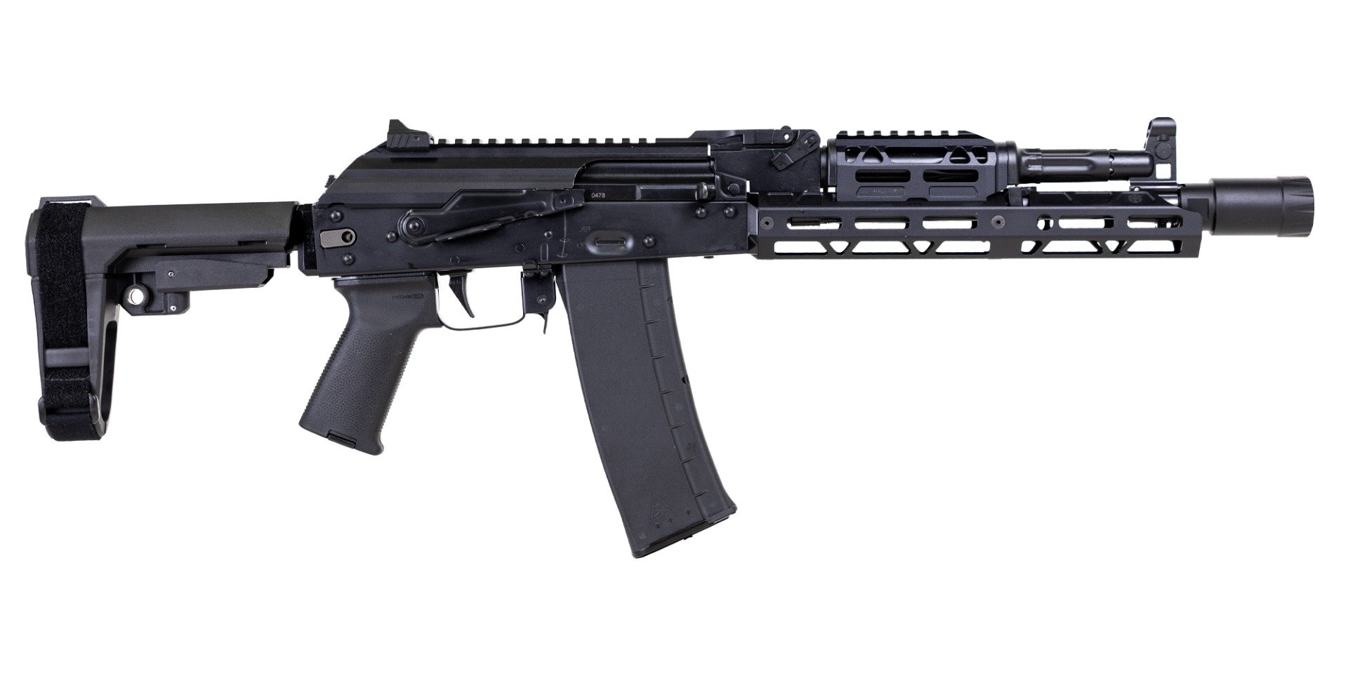 PSA AK-102 SBA3 Pistol With Hinged Dustcover, JL Billet Rail, Toolcraft Trunnion, Bolt, And Carrier - Palmetto State Armory