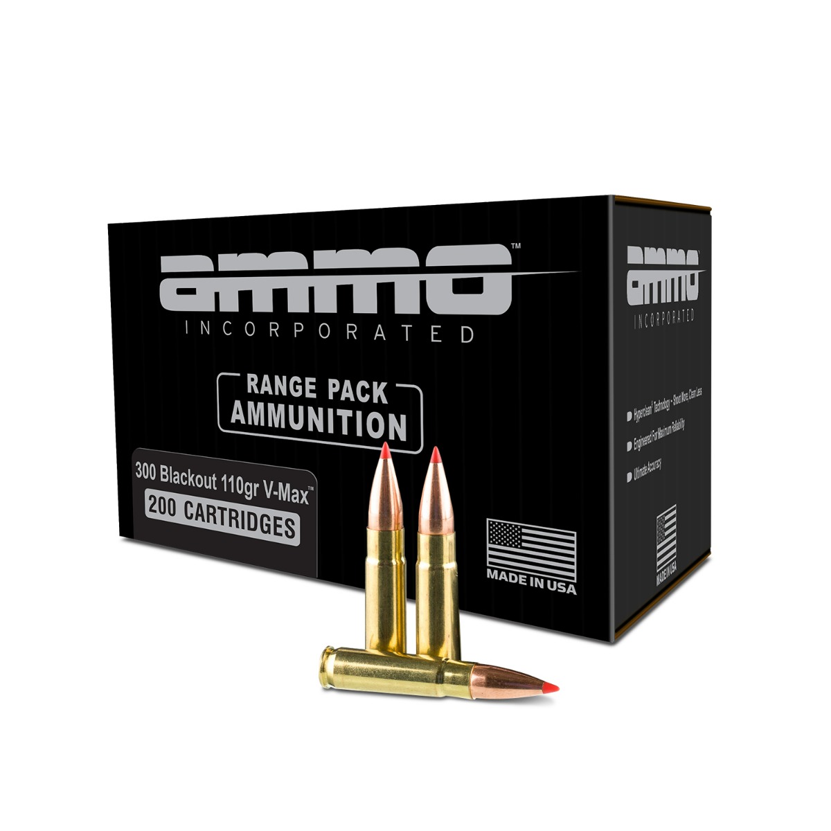 Ammo Inc V-MAX 300 Blackout 110gr Ammo, 200rd Range Pack - 300B110VMX-A200 - Ammo Inc