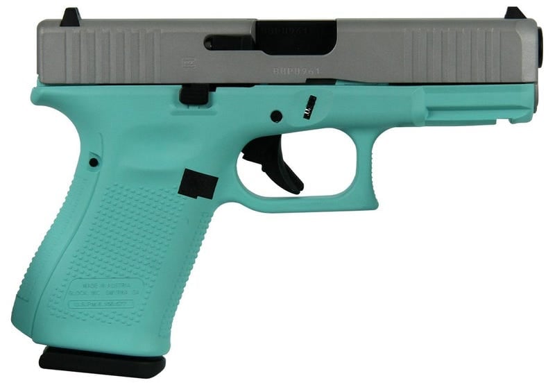 Glock 19 Gen5 9mm 4.02" 15rd Pistol, Robin's Egg Blue/ Crushed Silver - PA195S203TFCSS - Glock
