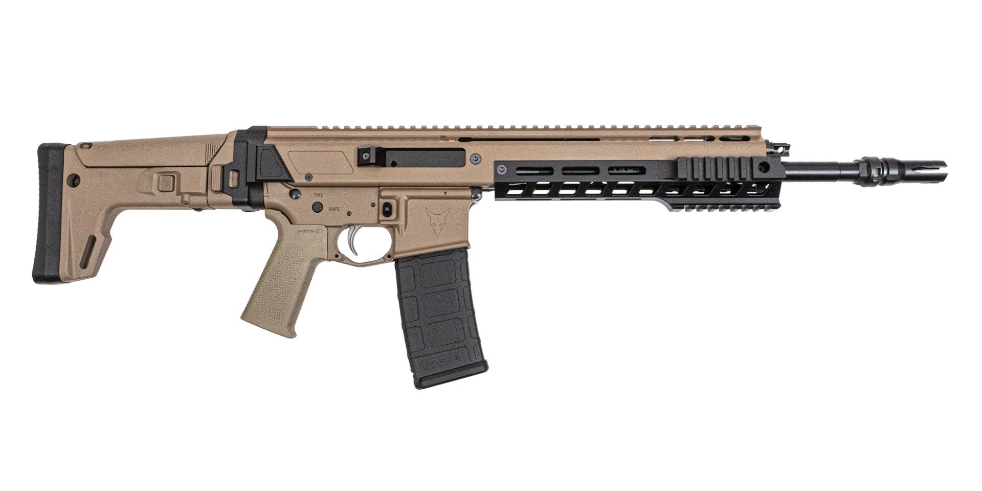 PSA 13.7" JAKL 5.56 1:7 Nitride Partial Picatinny Lower Hand Guard MOE SL EPT F5 Stock Rifle, FDE / Black - Palmetto State Armory