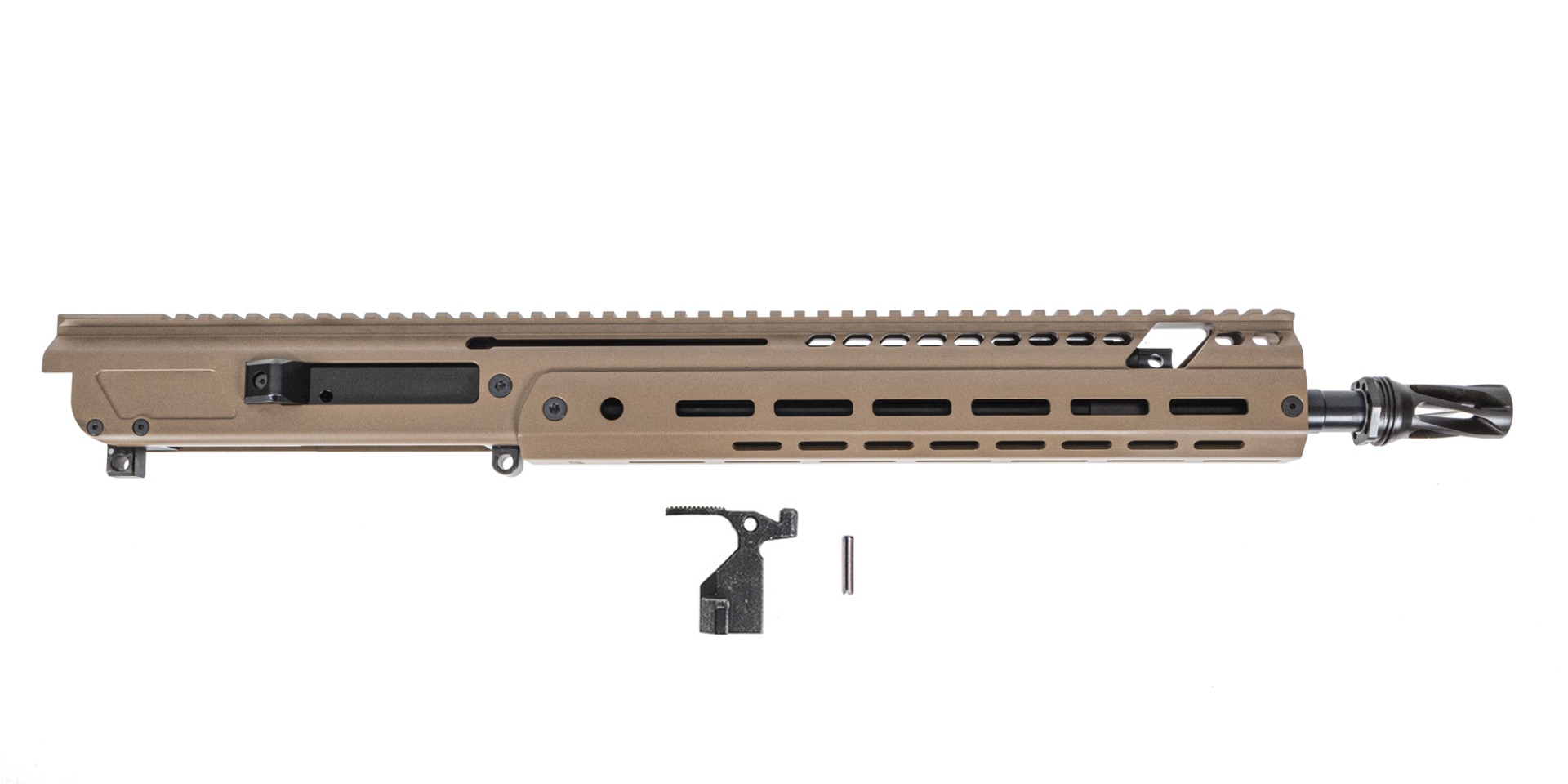 PSA JAKL 14.5" Rifle length Upper Assembly 5.56 NATO 1:7 Nitride w/Knurled CH, BCG HUXWRX Flash Hider, FDE - Palmetto State Armory
