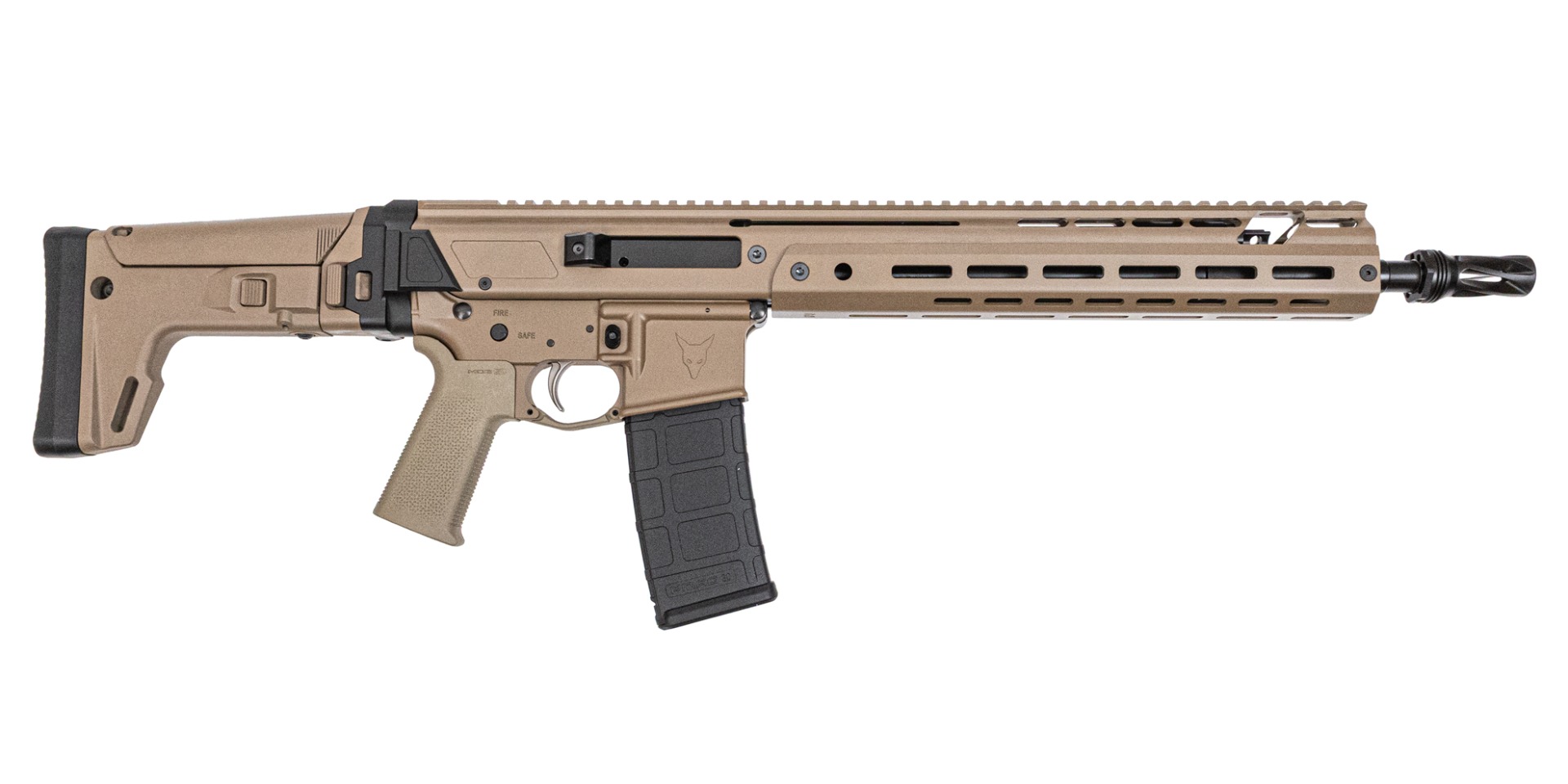 PSA 14.5" JAKL Rifle Length 5.56 1:7 Nitride HUXWRX Flash Hider MOE SL EPT F5 Stock Rifle, FDE - Palmetto State Armory