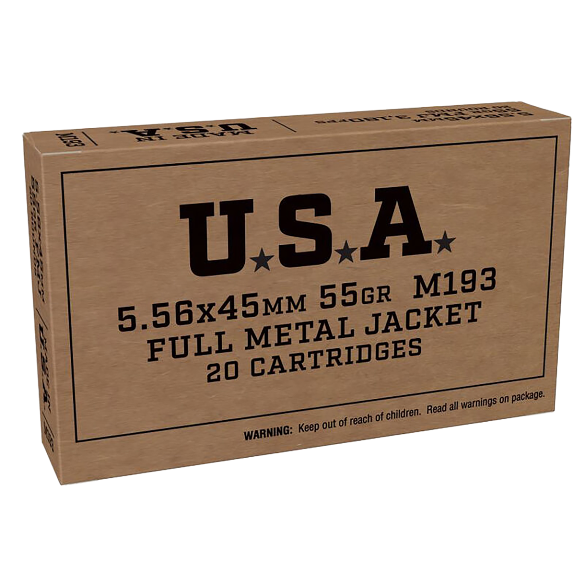Winchester 5.56x45mm NATO 55gr FMJ Ammo, 20rds - SGM193KW - Winchester