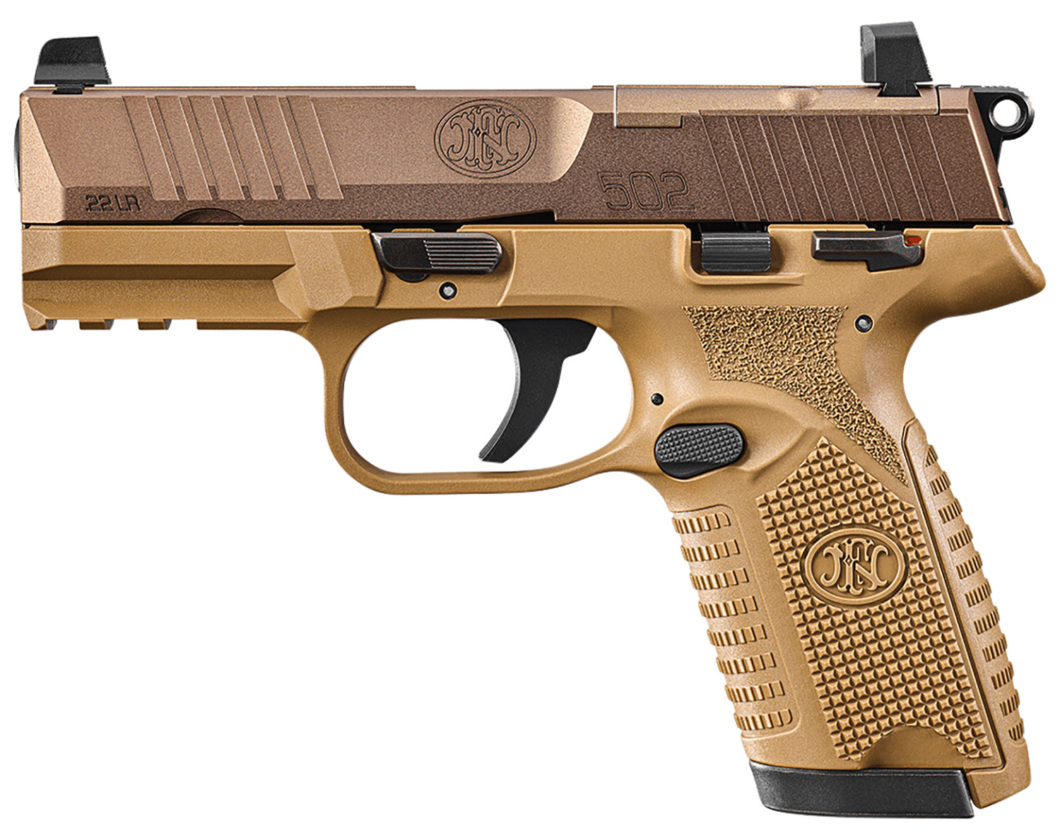 FN 502 MRD 22lr 4" 10rd Pistol, Flat Dark Earth - 66-101012 - Fnh