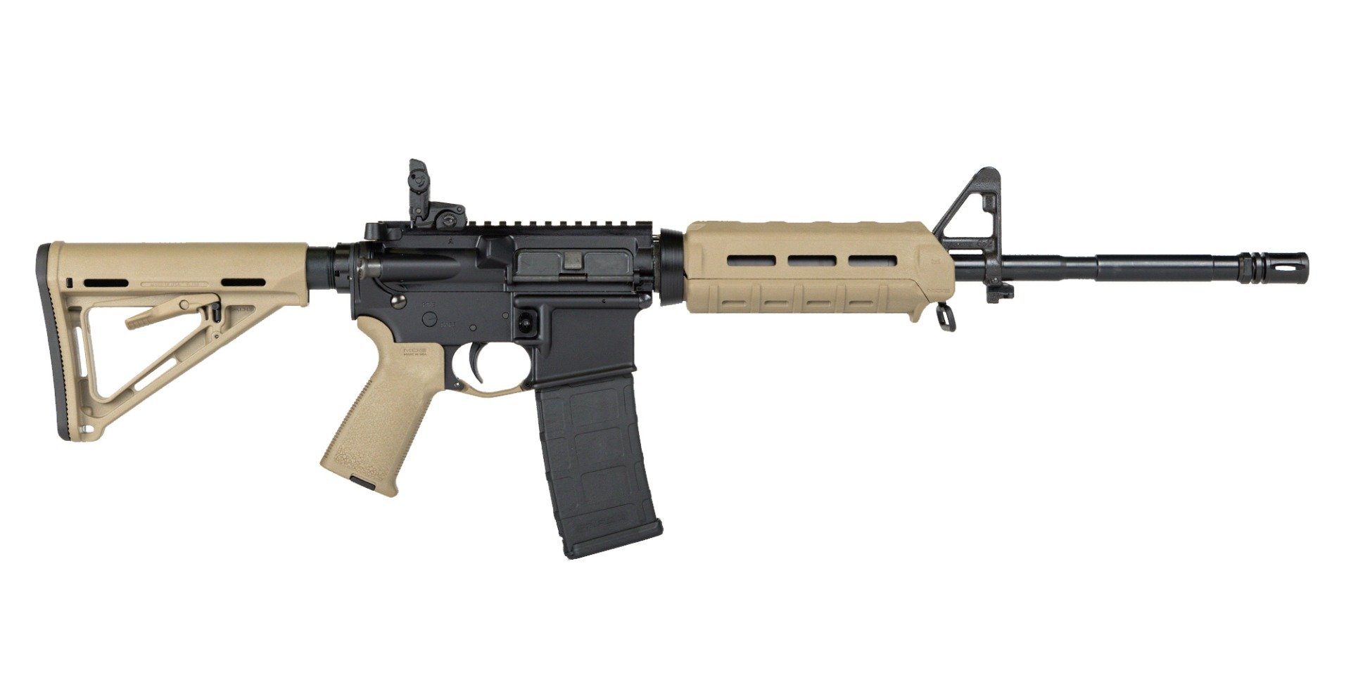 PSA PA-15 16"Nitride M4 Carbine 5.56 NATO MOE AR-15 Rifle w/ MBUS Rear, FDE - Palmetto State Armory