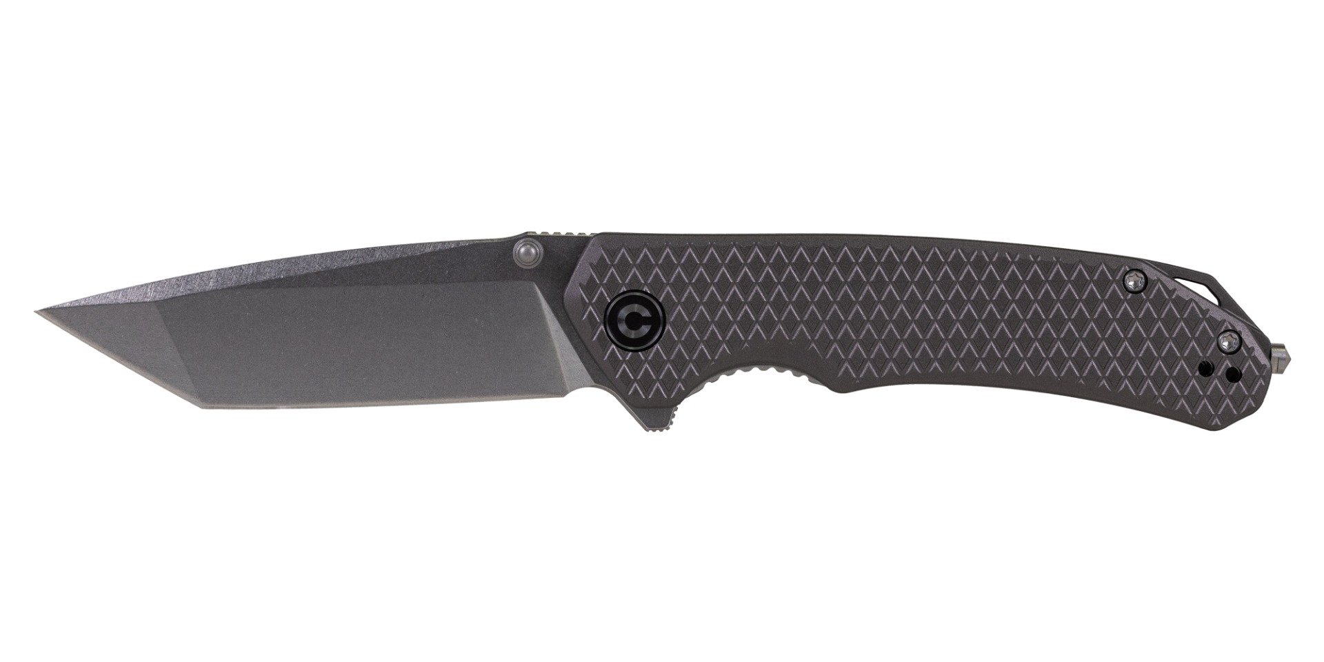 Kronos Brazen Tactical Stonewashed Tanto Folding Knife, Gray - PSA-638-3