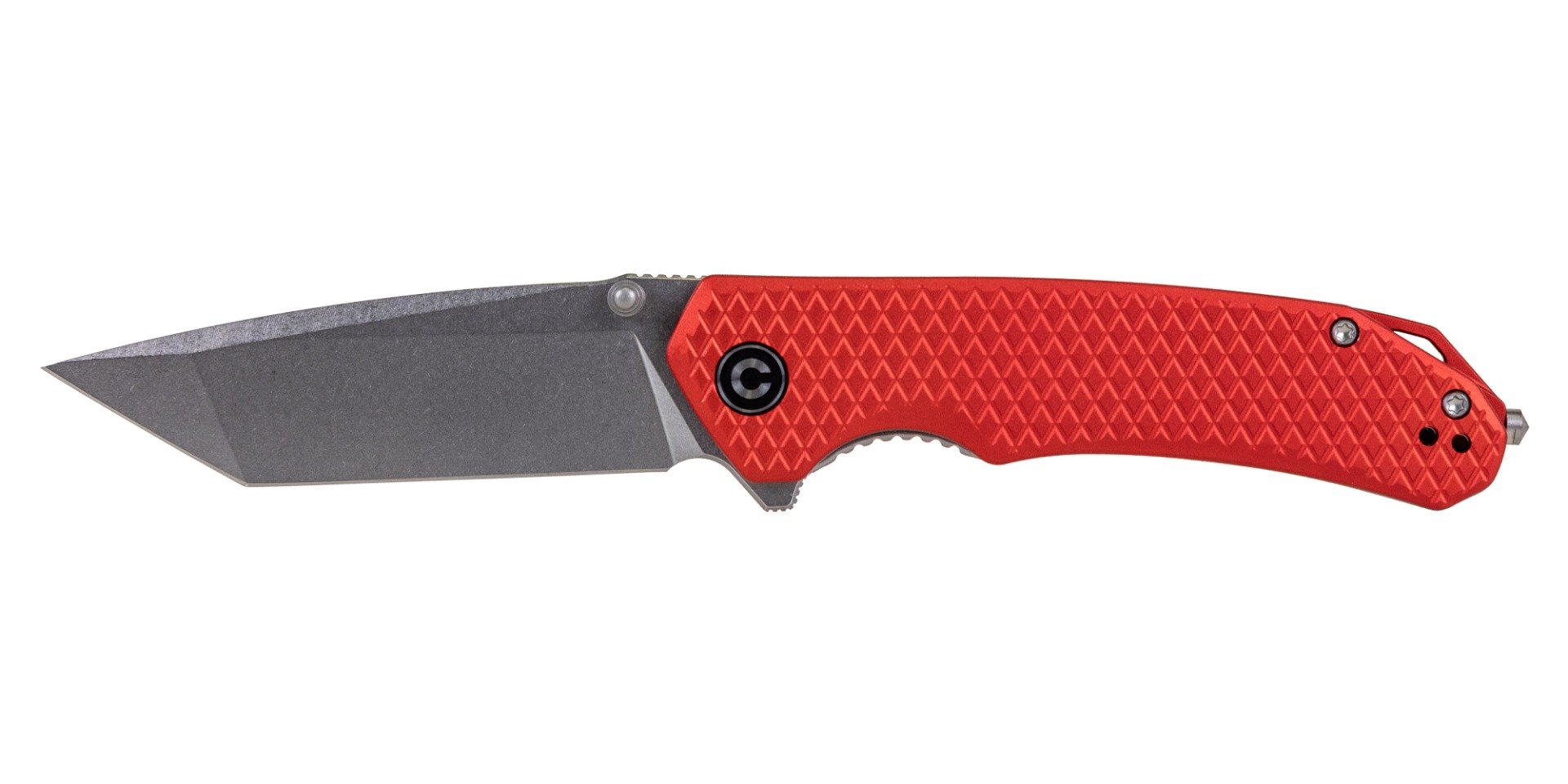 Kronos Brazen Tactical Stonewashed Tanto Folding Knife, Red - PSA-638-4