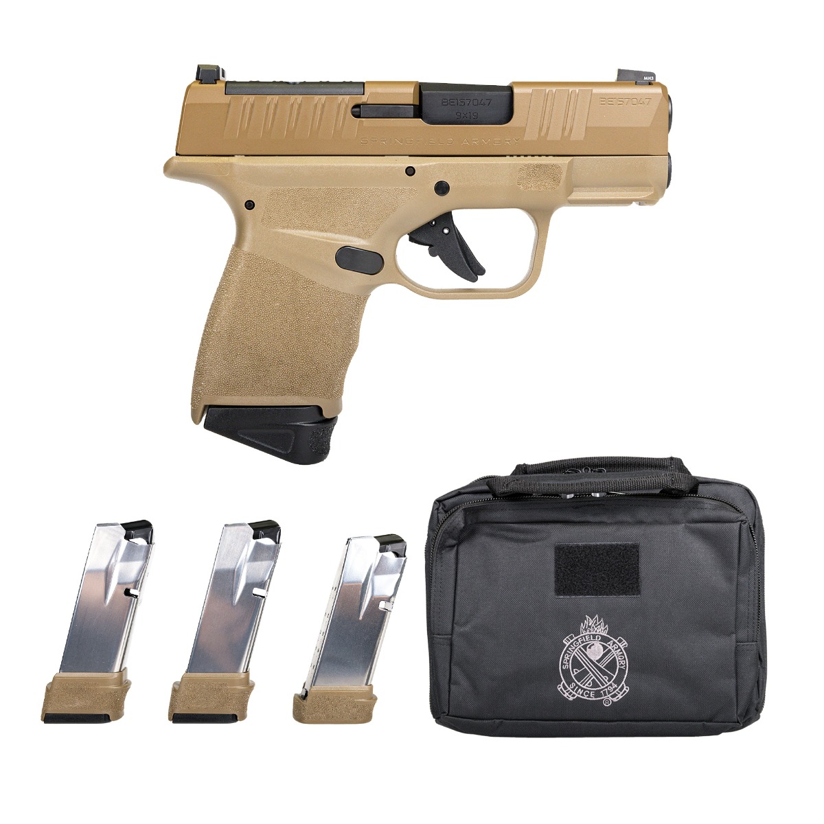 Springfield Hellcat Micro-Compact OSP 9mm 3" 13rd w/ Gear Up Bundle, FDE - HC9319FOSPGU23 - Springfield Armory